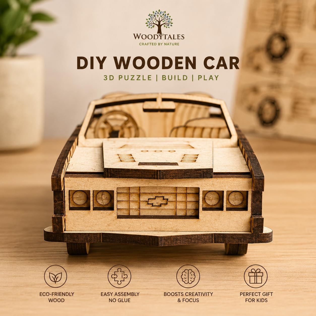 Divexa DIY Wooden Convertible Car Assembly Kit | STEM Educational