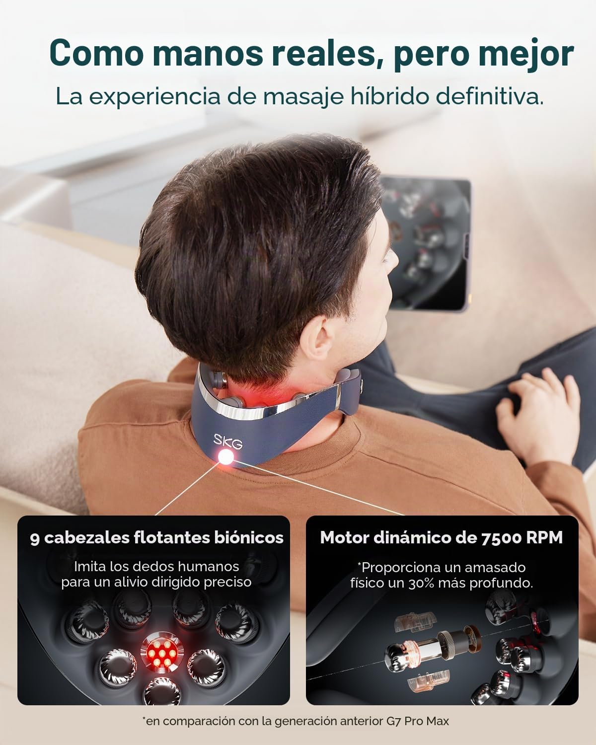 SKG Masajeador de cuello plegable con calor, masajeador inalámbrico de vibración de tejido profundo para aliviar el dolor, relajante de cuello eléctrico 9D portátil para mujeres y hombres, regalo para