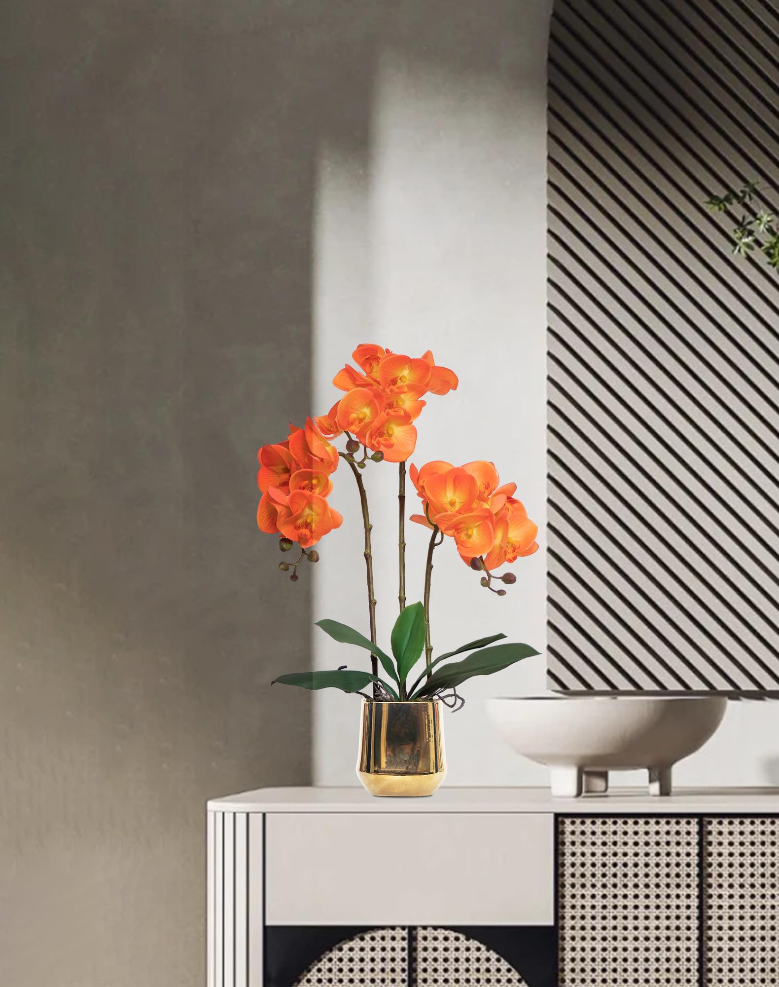 Juego de flores artificiales de orquídea falsa Phalaenopsis, orquídea mariposa de tacto real para boda, hogar, oficina, fiesta, hotel, patio, decoración de restaurante