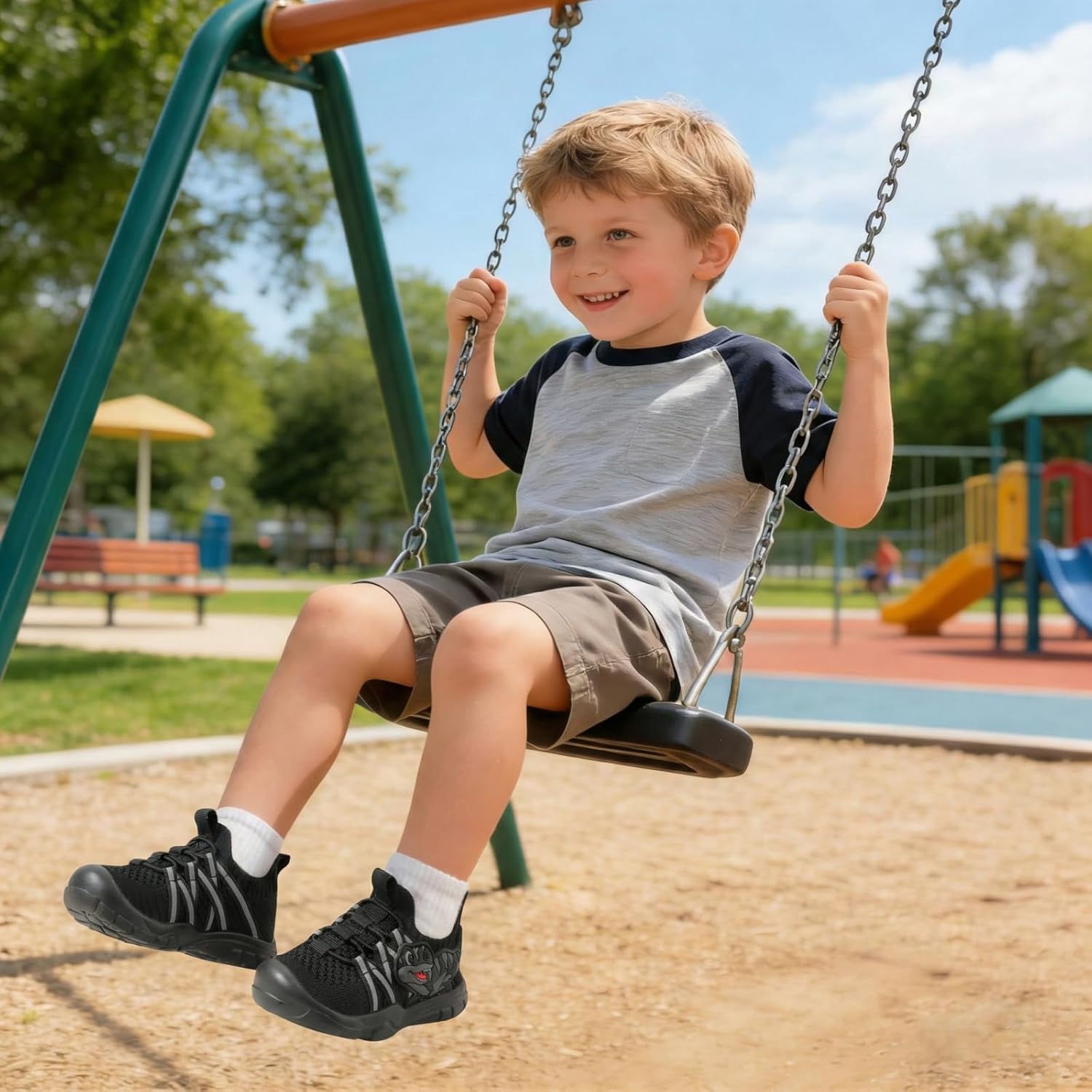 FEETCITY Toddler Shoes Boys Girls Walking Shoes Toddler Slip On Shoes Wide Kids Tennis Shoes Lightweight Toddler Dinosaur Shoes Baby Sneakers - Image 2