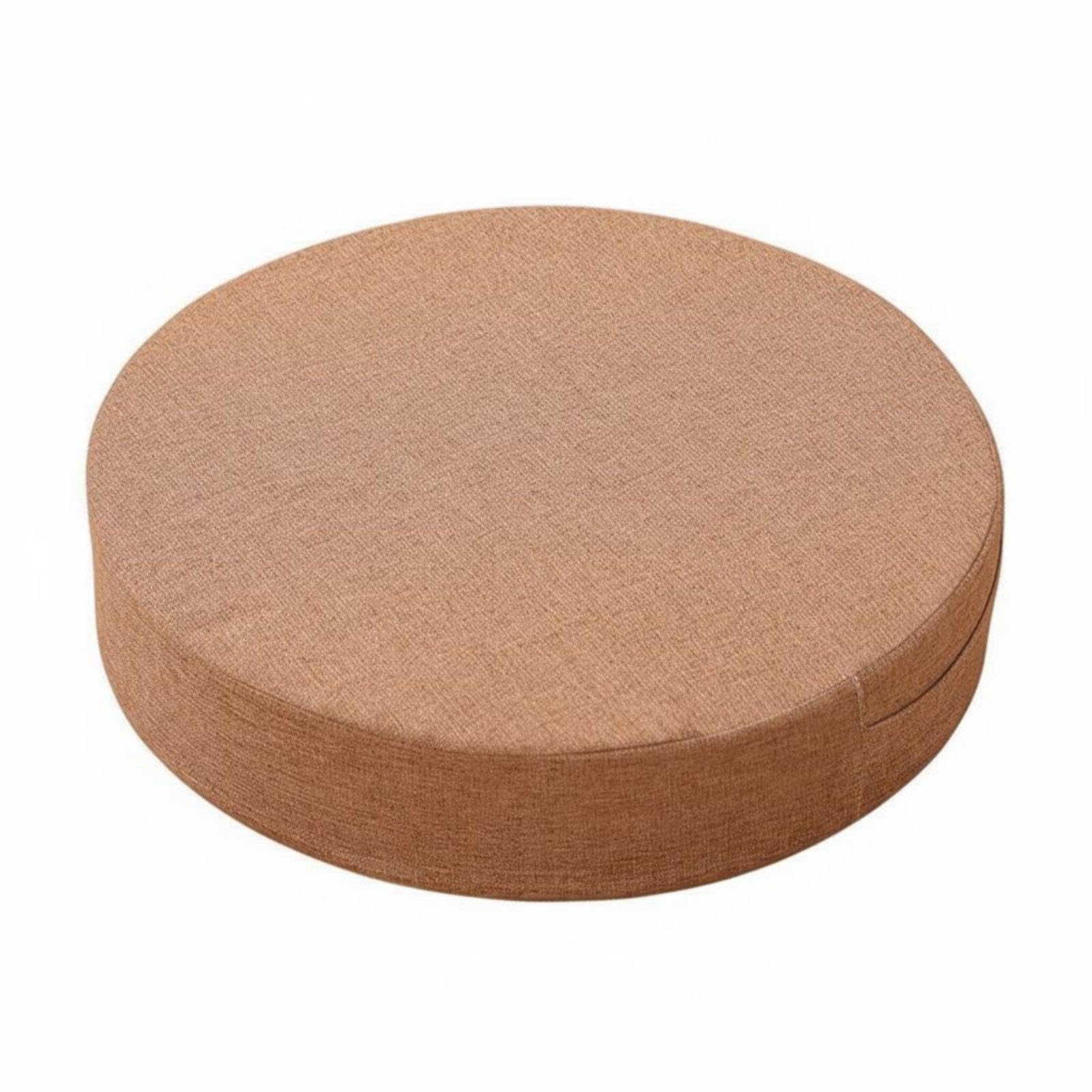 Japanese Tatami Cushion Removable Washable Cover Round Meditation Cushion Breathable Linen Textile Thick Floor Pouf for Exercise Practitioners Khaki 50x6cm a-image-21