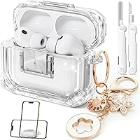 Vista 11 de with Safety Lock,Soft TPU Clear Case with Cute Bling Keychain and Cleaner kit for Women Girls