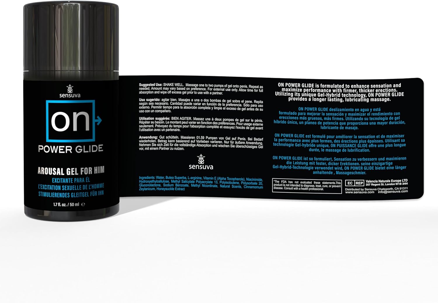 Sensuva On Power Glide for Him, Stimulating Arousal Gel for Men, Sexual Enhancer, Sex Enhancements for Male Sensation Gel, Tingling Sexual Enhancement for Penis Pleasure,USA (1.7 Fl. Oz.)