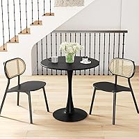 Vista 8 de GOFLAME 31.5” Modern Round Dining Table, Tulip Table with Metal Top and Base, Small Pedestal Table with Anti-Slip PP Ring, Bistro Table for Dining