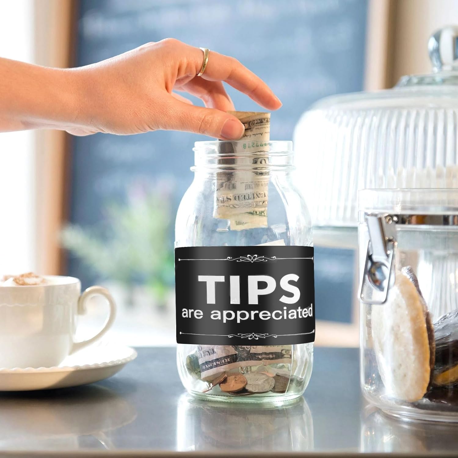 10 Pack Tips are Appreciated Stickers,Waterproof Tipping Sign Decals for Wine Party Business Store Bar Coffee Restaurant Car Laptop(3"x4.7",Black) image 5
