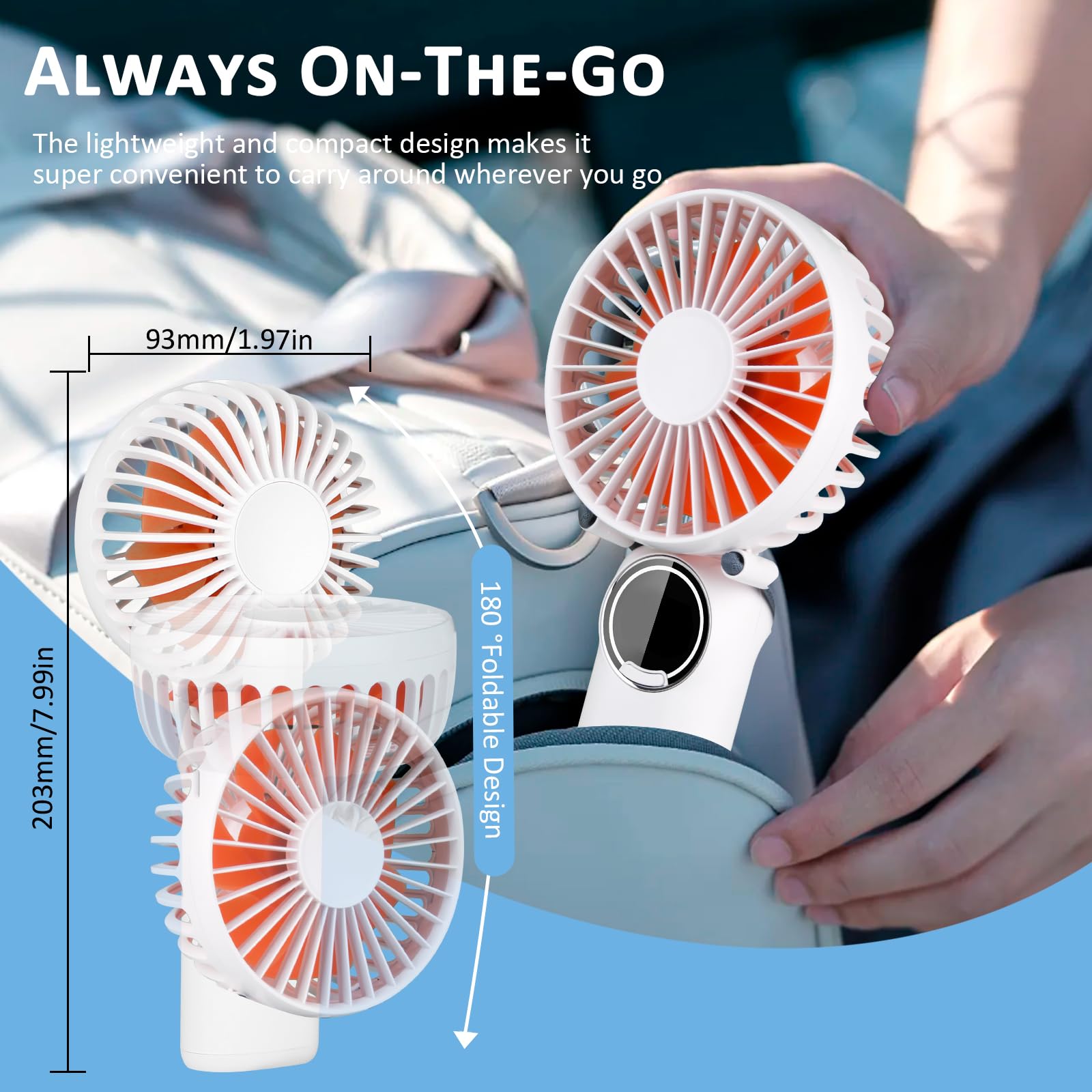 Mini ventilateur USB portable avec 3 vitesses réglables, multifonction