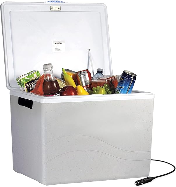 Koolatron P75 Thermoelectric Iceless 12V Cool Box, 34L Electric Portable Cooler/Warmer Car Refrigerator Fridge, DC Power Cord, Grey/White, Travel, Camping, Trucking, Made in North America