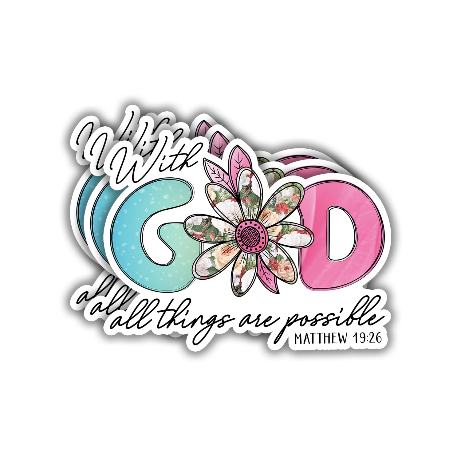 Adhesivos cristianos With God para botellas de agua y fundas de teléfono móvil