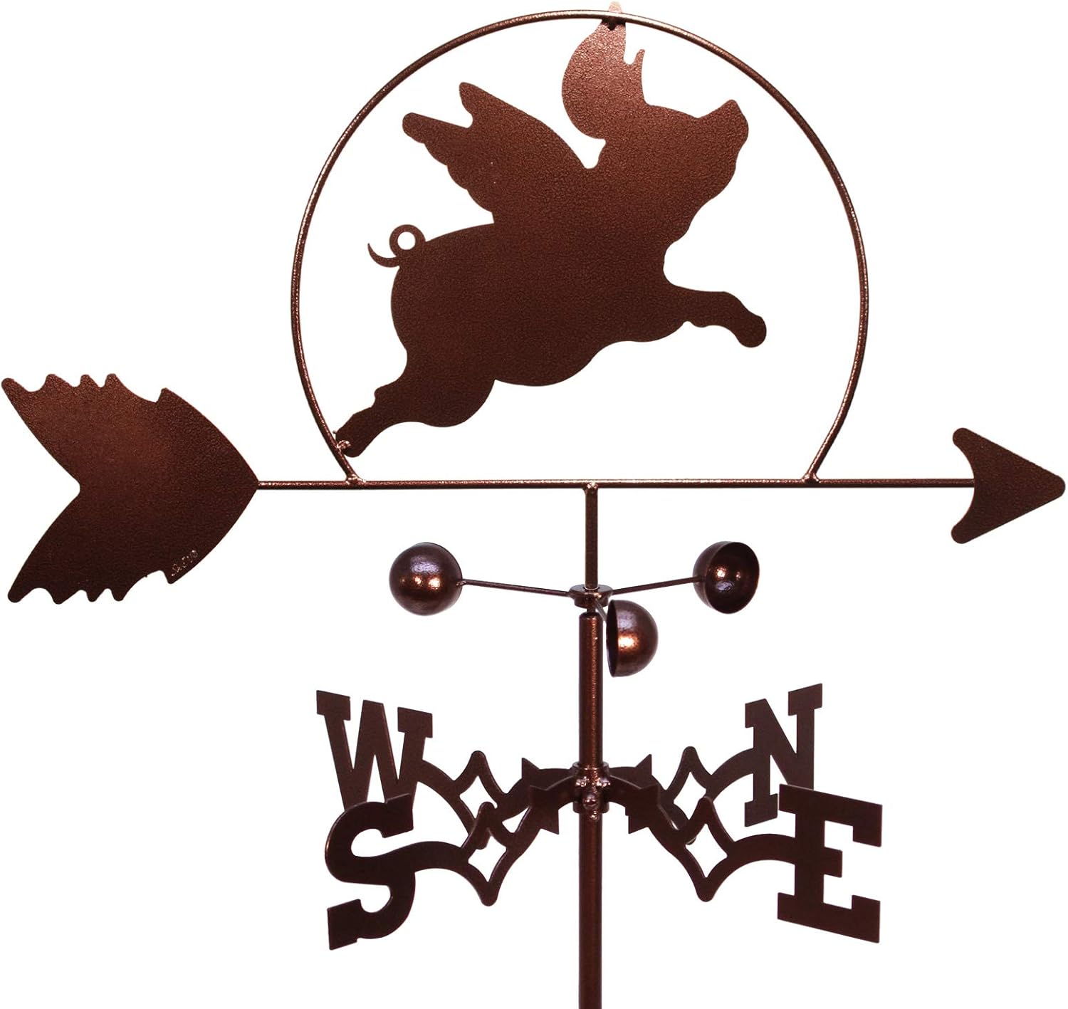 SWEN Products Flying Pig Piggy Weathervane (Garden Stake Included)