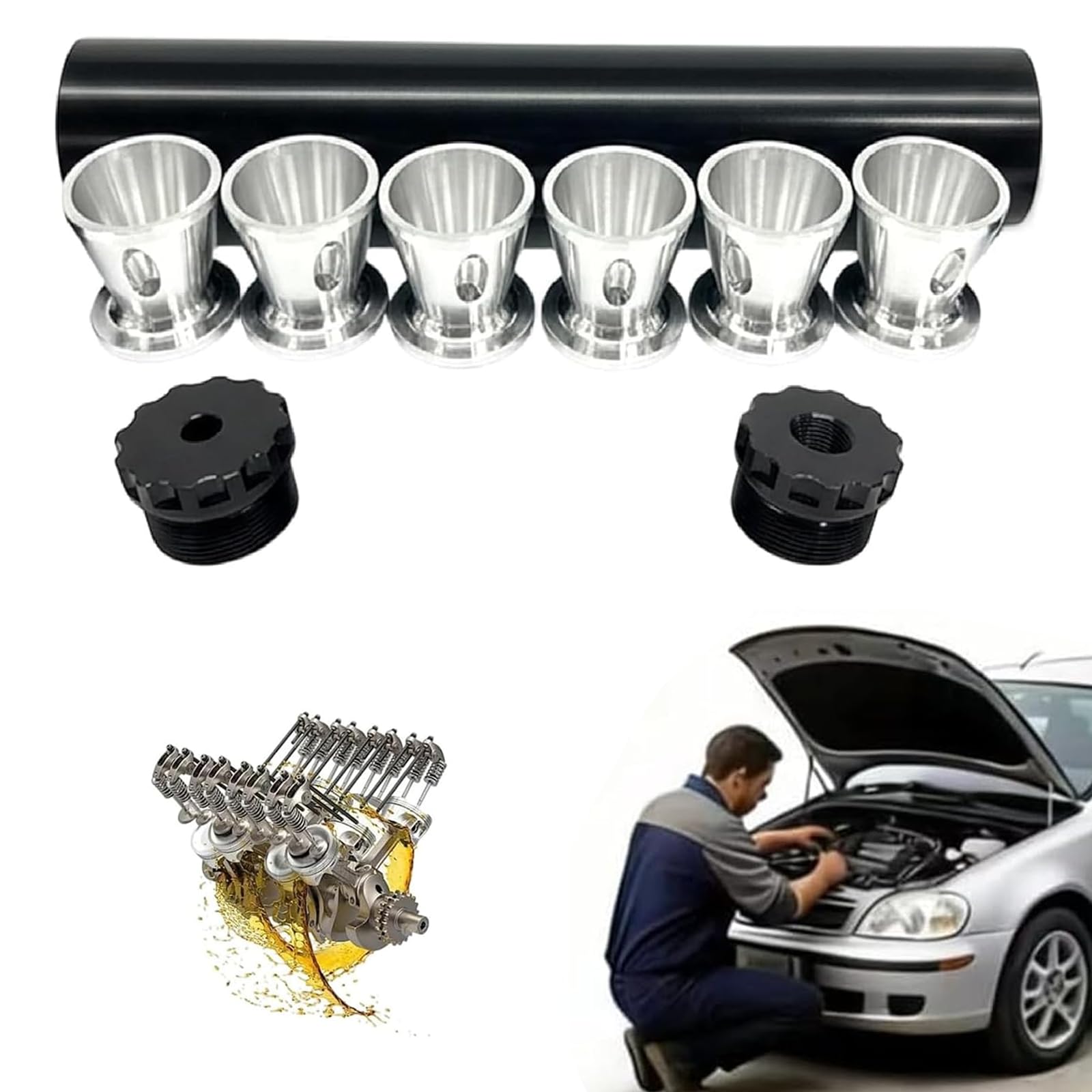 Filtro de disolventes: Kit de trampa de disolventes de aluminio negro Incluye tubo de aluminio y varios tapones de extremo Compatible con sistemas de filtración automotriz de grado ind 1/2 x 28*1 set