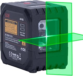 CEM Laser Level with Self-Leveling ±3°,High Visible Green Cross Line Laser Level,Lazer Leveler Tool for Picture Hanging Floor Tile Wall Home Renovation Indoor Project IP54 Waterproof and Dustproof