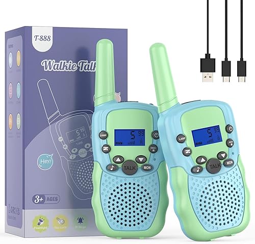 Selieve Walkie Talkies para niños recargables, juguetes para niños o niñas de 4 a 12 años, para interiores y exteriores, rango de 1.9 mi, 22