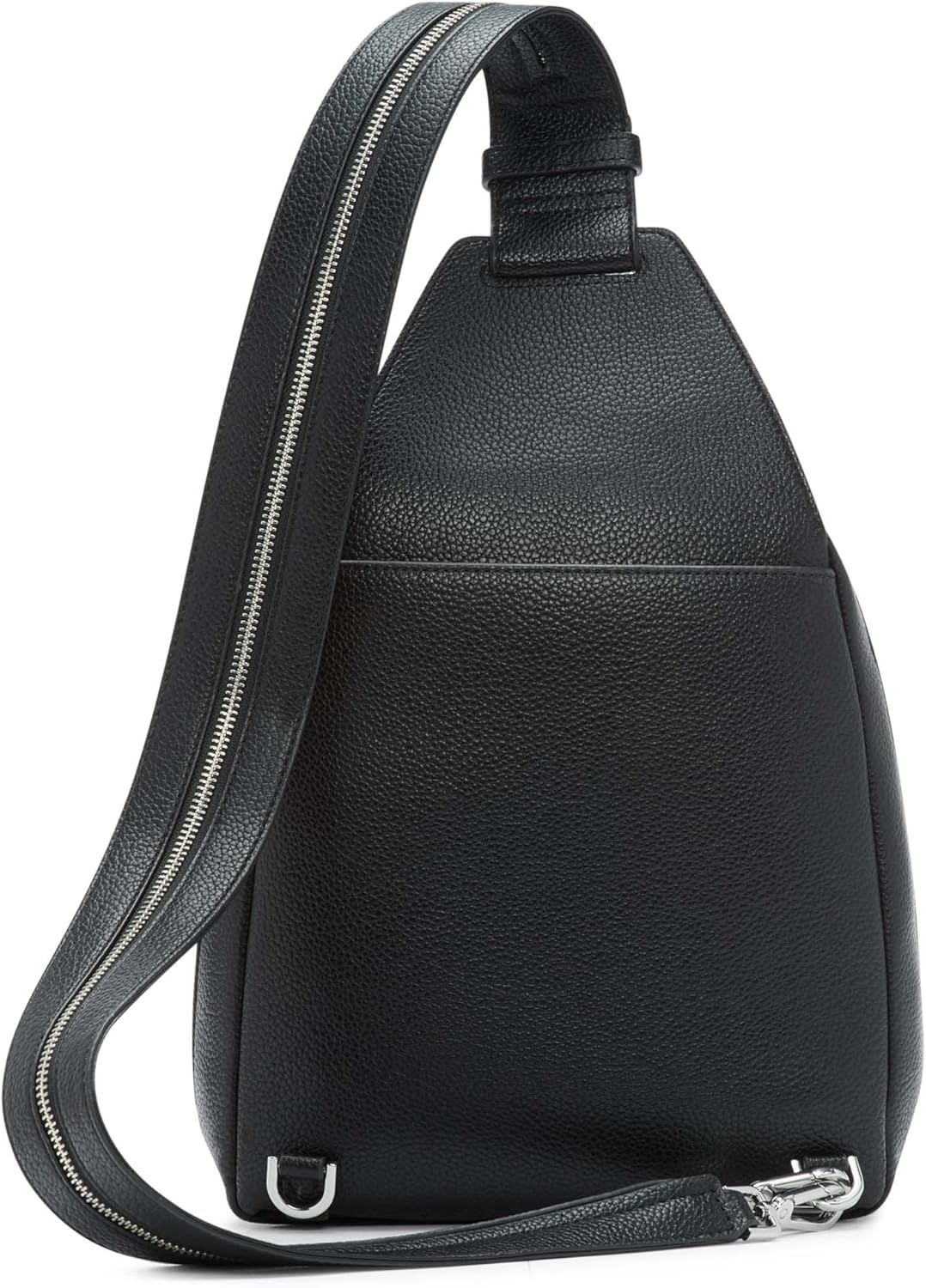 Calvin Klein Women's Myra Backpack for Women – Vegan Leather Convertible Sling Backpack, 2 Pockets, Black/Silver, One Size - Image 4