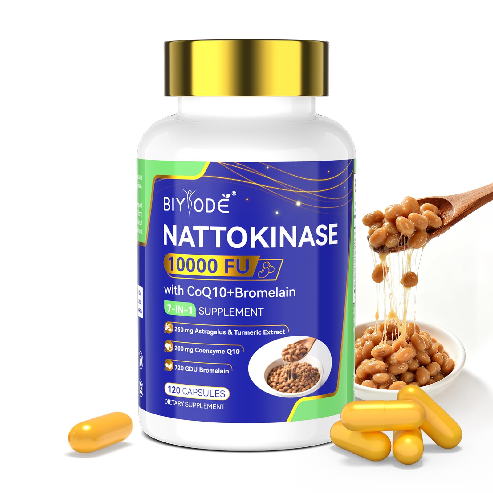 Nattokinase Supplement 10,000 FU, 120 Capsules, 60 Servings
