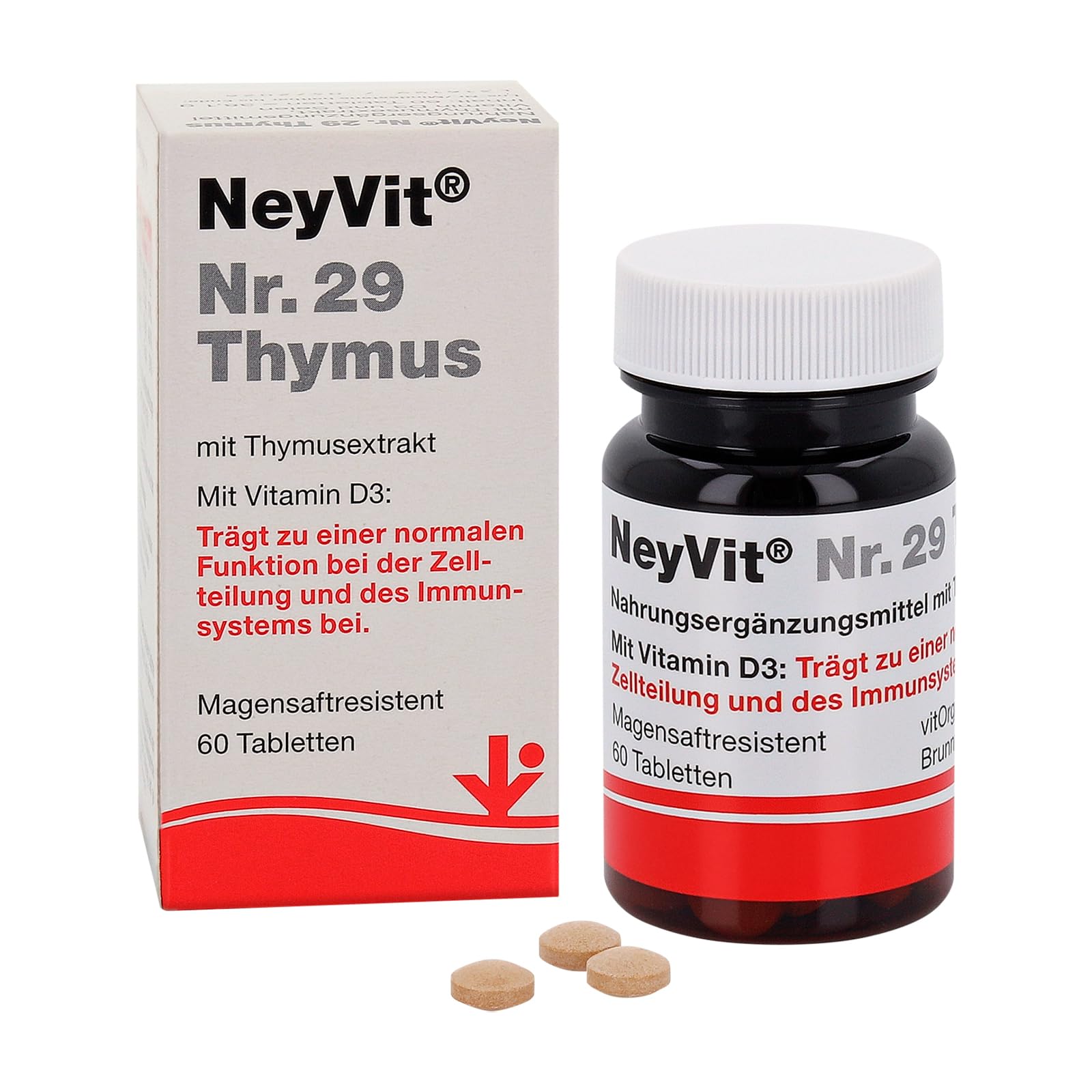 Nr. 29 Thymus mit Thymusextrakt, Vitamin D und Selen zur Unterstützung des Immunsystems, Abwehrkräfte stärken und die Thymusdrüse unterstützen - Glutenfrei und Laktosefrei - 60 stk