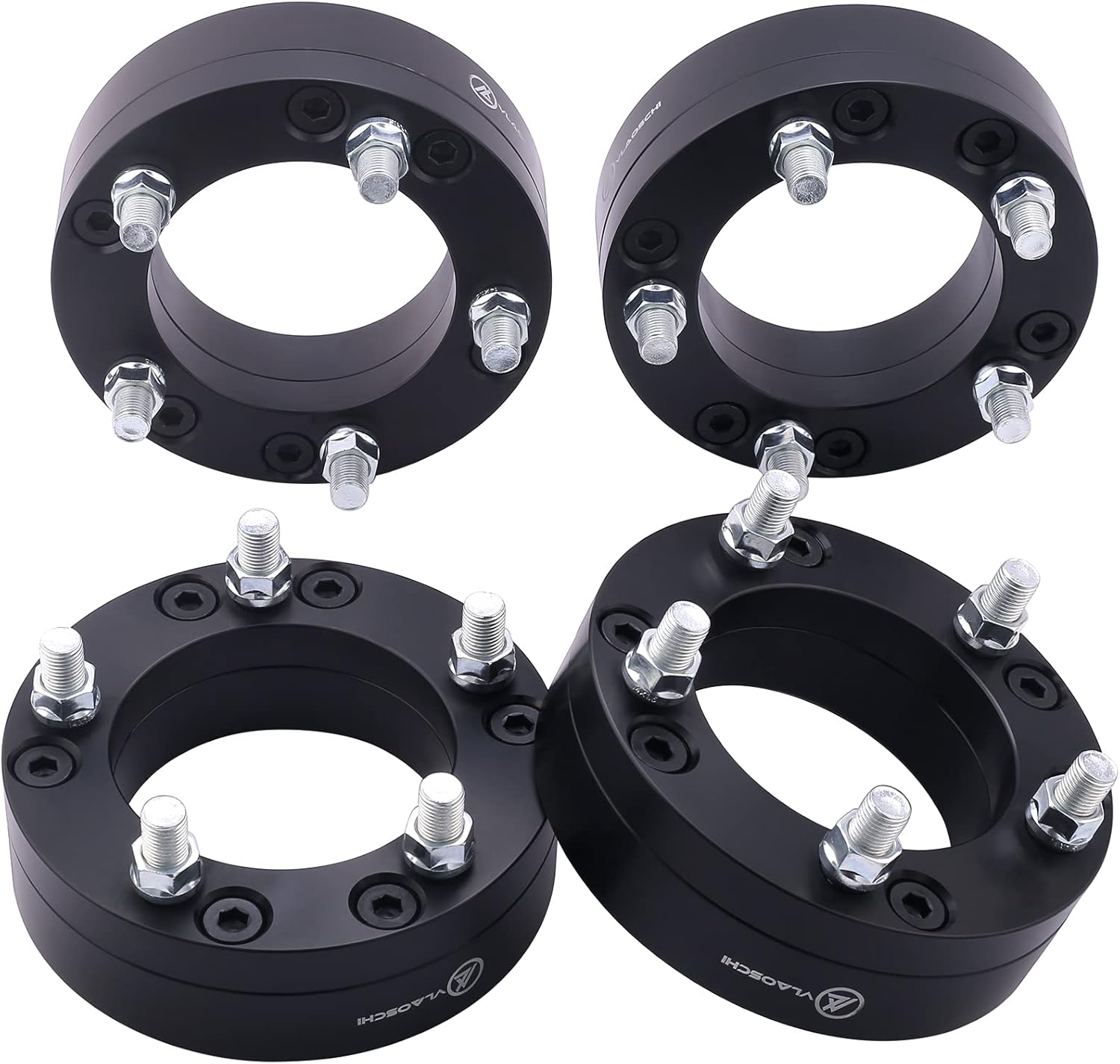 VLAOSCHI Black Forged 6x5.5 to 5x5.5 Wheel Adapters 2 Inch with 14x1.5 Studs Compatible with Chevy-GMC-Toyota 6 Lug to 5 Adapter (5x139.7 Rims on 6x139.7 Truck) - Pack of 4