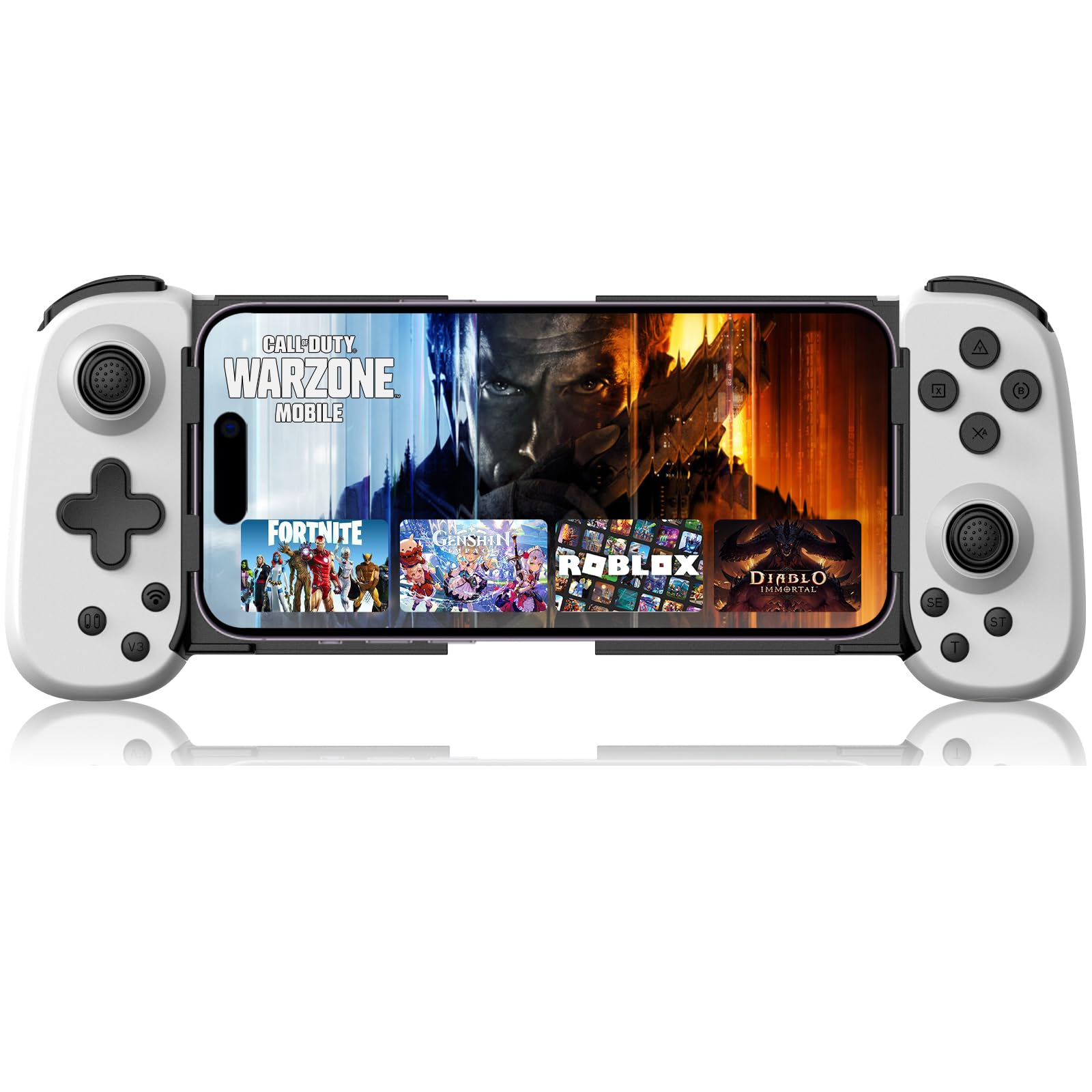 controller mobile per smartphone con supporto luce verde