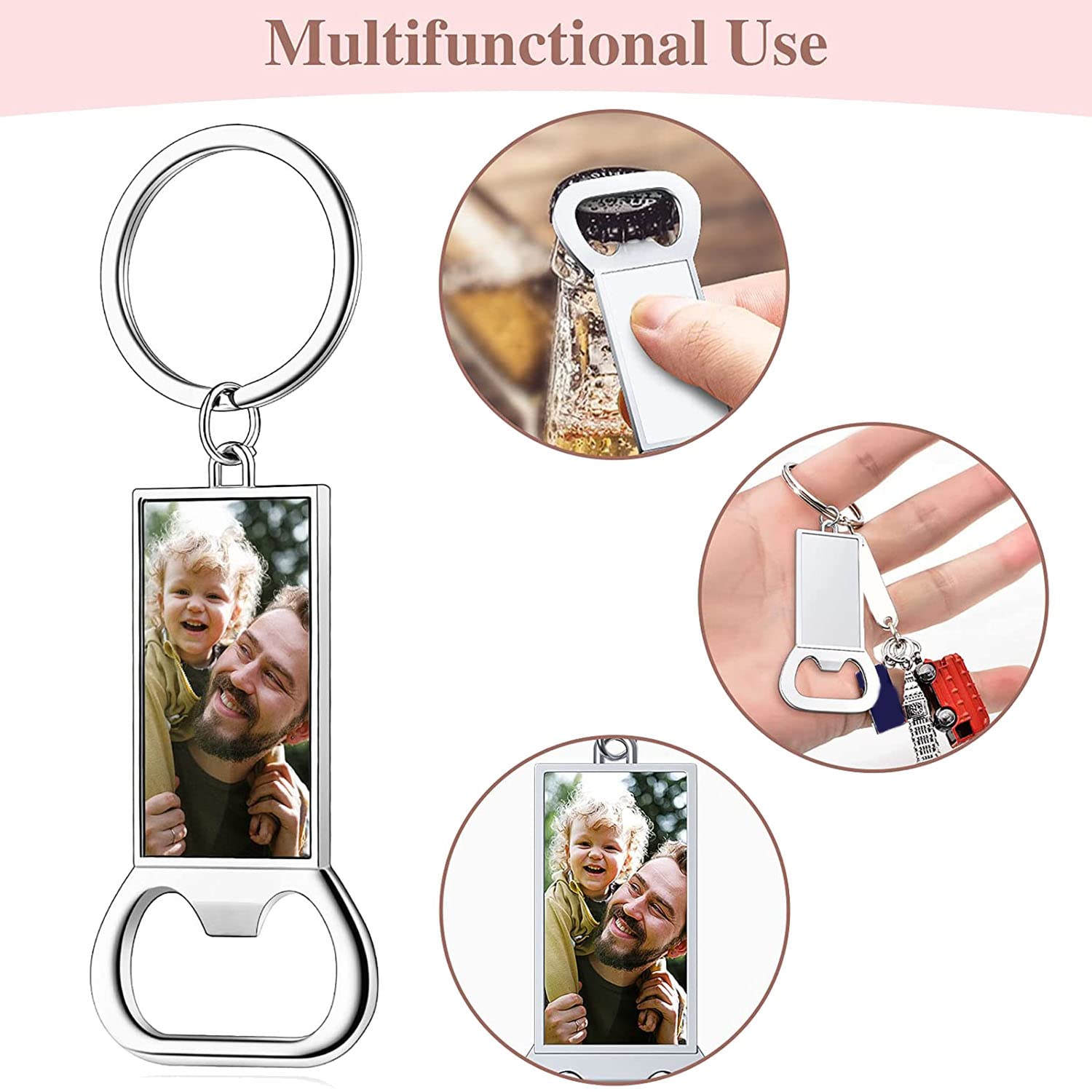 Tiamu Lot De 10 Décapsuleurs Mini Personnalisables - Porte-Clés Ouvre-Bouteille Métal - Cadeau Fête Des Pères, Mariage