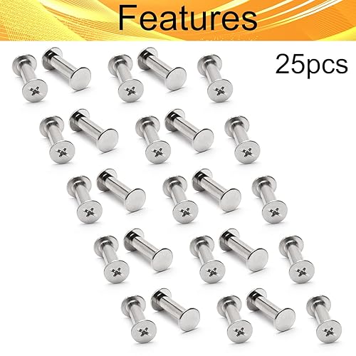 Miniatura 4 de Juvielich Poste de tornillo apto para orificios de 316 pulgadas (0.197 in) de diámetro, 25 juegos hembra M5x18mm tornillo de fijación para álbumes