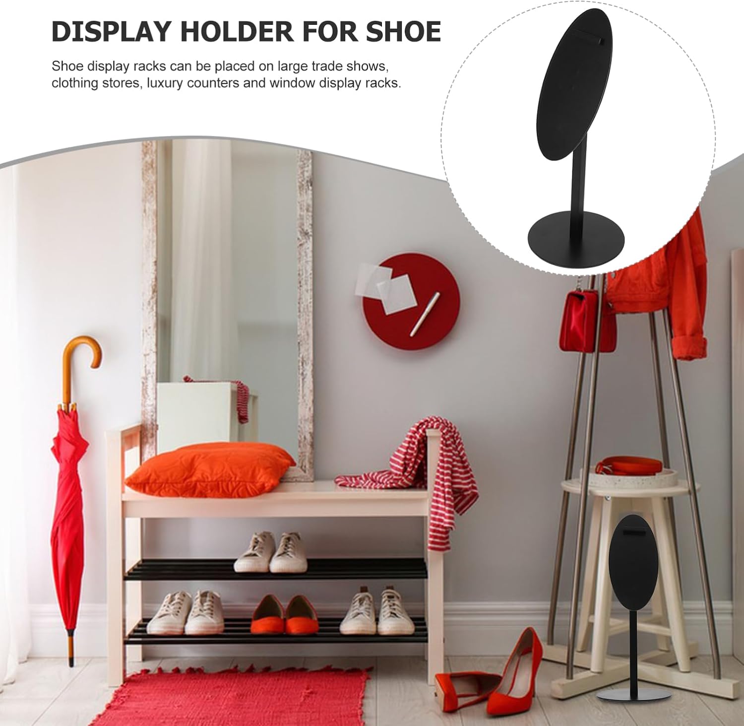 PRETYZOOM Adjustable Shoe Display Stand Non- Base for High Heels Portable Freestanding Rack for Retail Showcases and Home Entryways Iron Construction for Shoe Marketing