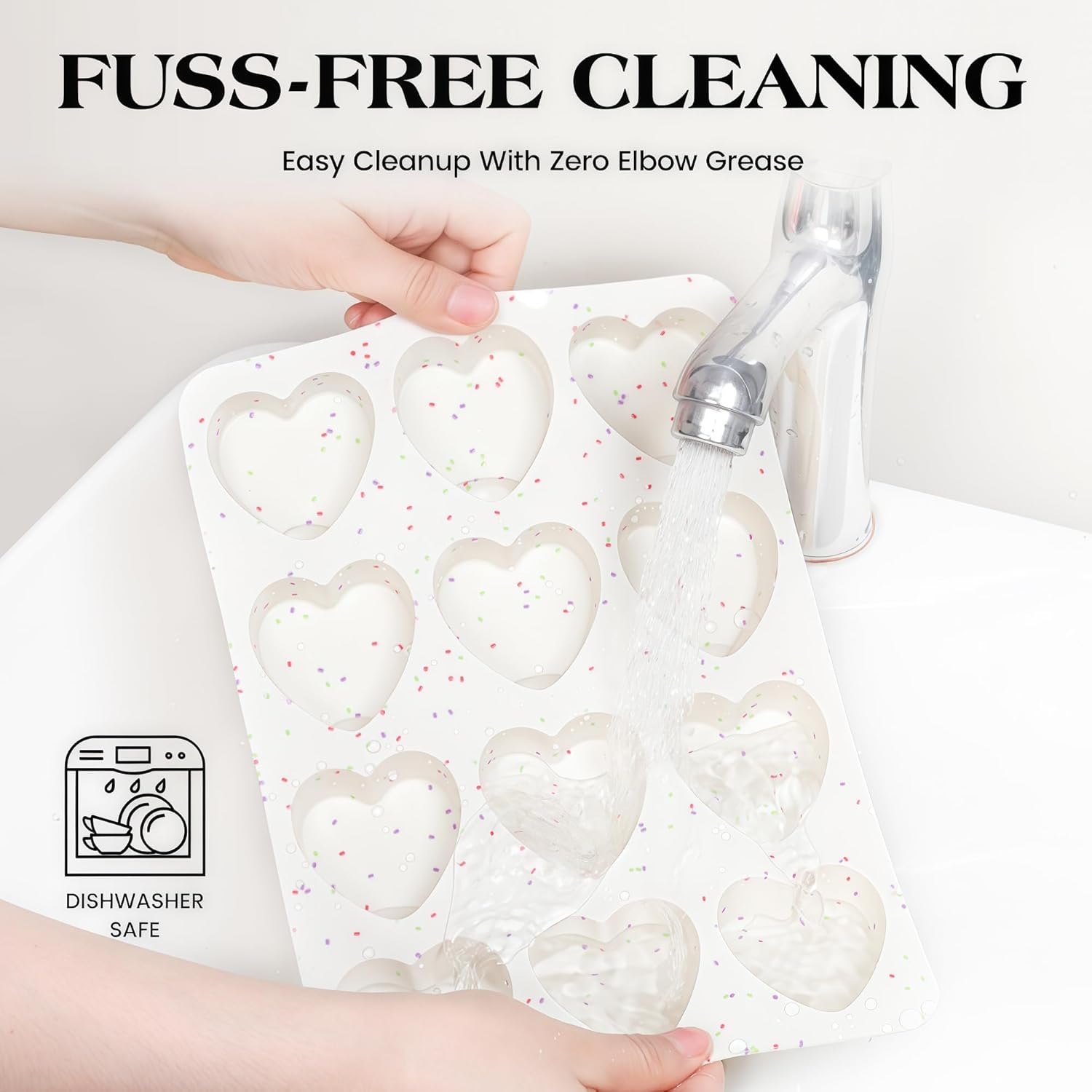 2 Inch Small Heart Shaped Silicone Molds for Chocolate, Candy, Cake, Soap (Set of 2, Cream) - Image 7