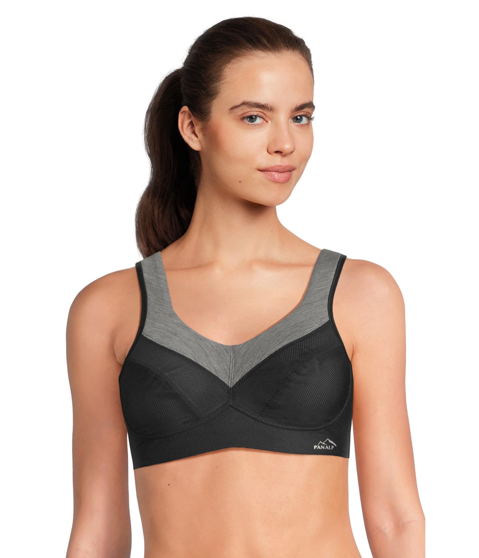 Anita Women's Black/Melange Panalp Merino Wool Wicking Sports Bra 5555, 38F