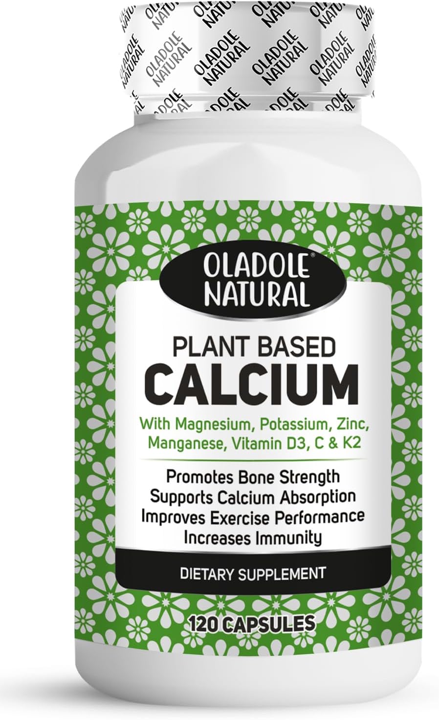 Calcium Magnesium Zinc – 120 Veg Capsules | Plant-Based Formula with Vitamin C, D3, K2, Potassium, Manganese & Boron | Supports Bone, Muscle & Immune Health | Non-GMO, Gluten-Free