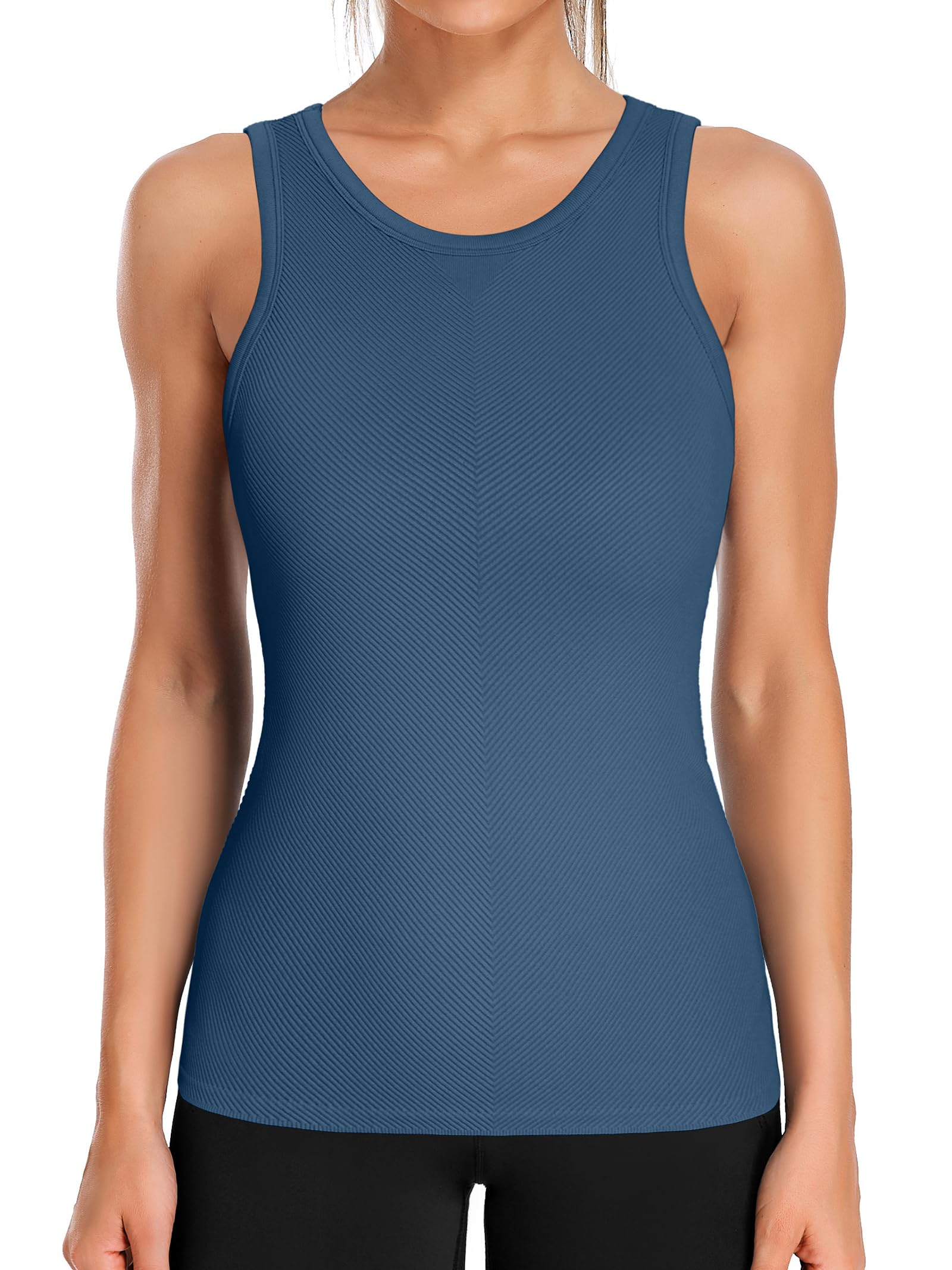 ATTRACO Ribflex Workout Tank Tops for Women Full Length Gym Athletic Top