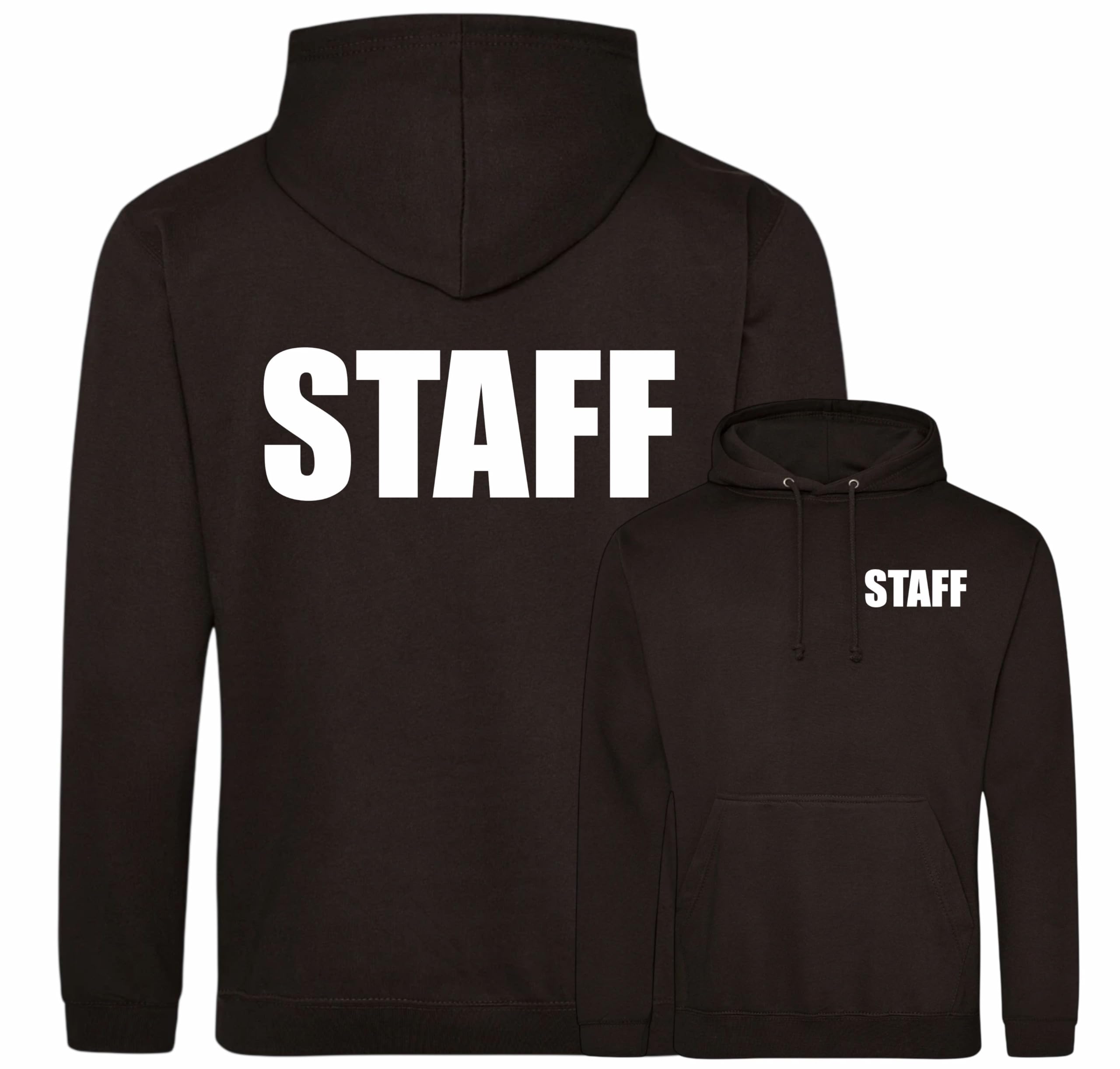 Brook Hi Vis Uk Unisex Black Staff Printed Hoodie, Security Officer, Security Guard Bouncer, Doorman, Events, Xxxlarge