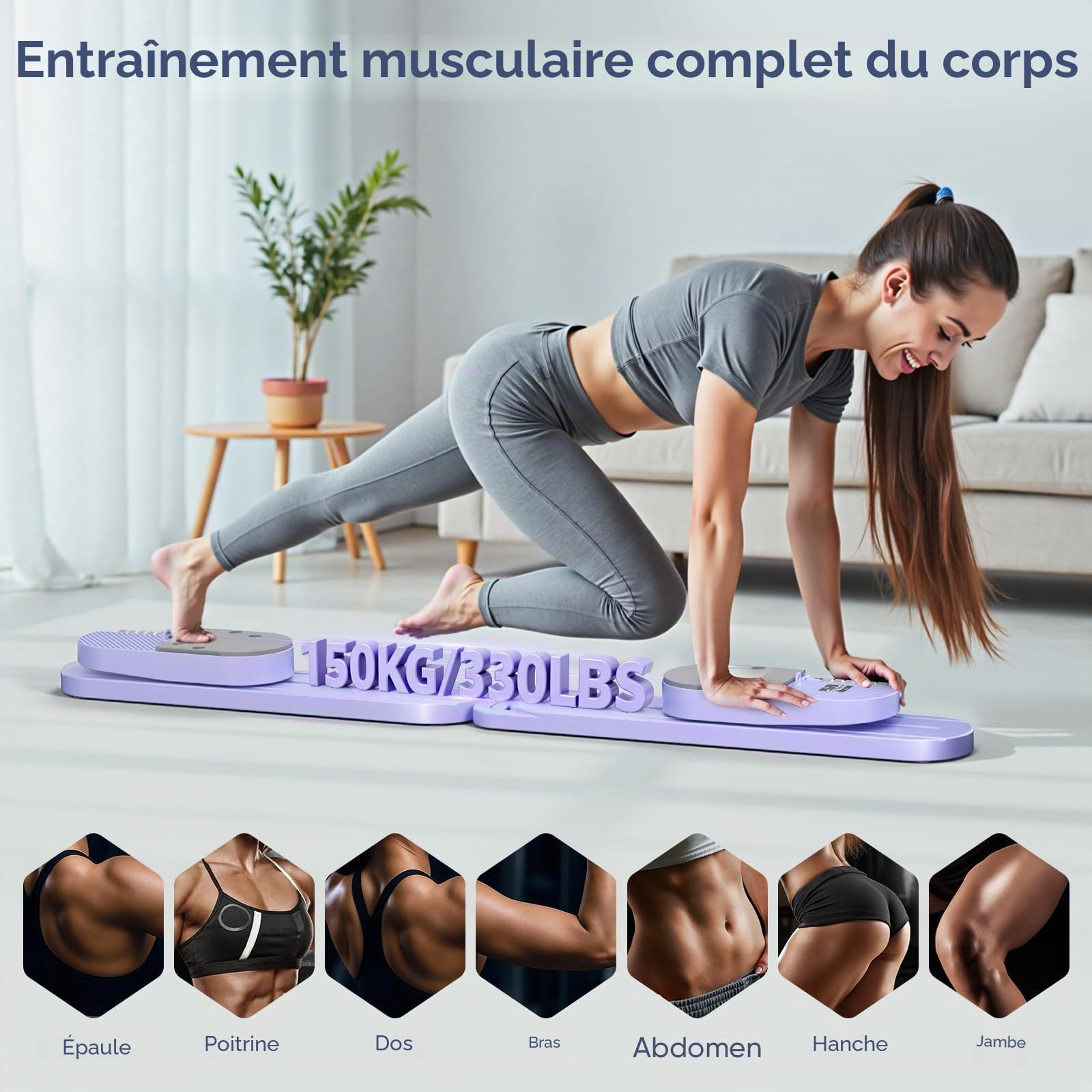 Appareil Pilates Reformer amélioré - Ensemble Multifonctionnel de Fitness et d'équipement Pilates avec équipement d'entraînement Abdominal, Planche multifonctionnelle pour Pompes