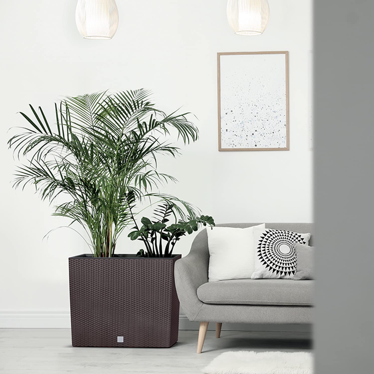 Set di 3 Vasi per Fiori Piante Rettangolari Rato Case T In Plastica 58x18x49,8cm Da Interno Esterno Marroni Volume 44 Litri Design Moderni