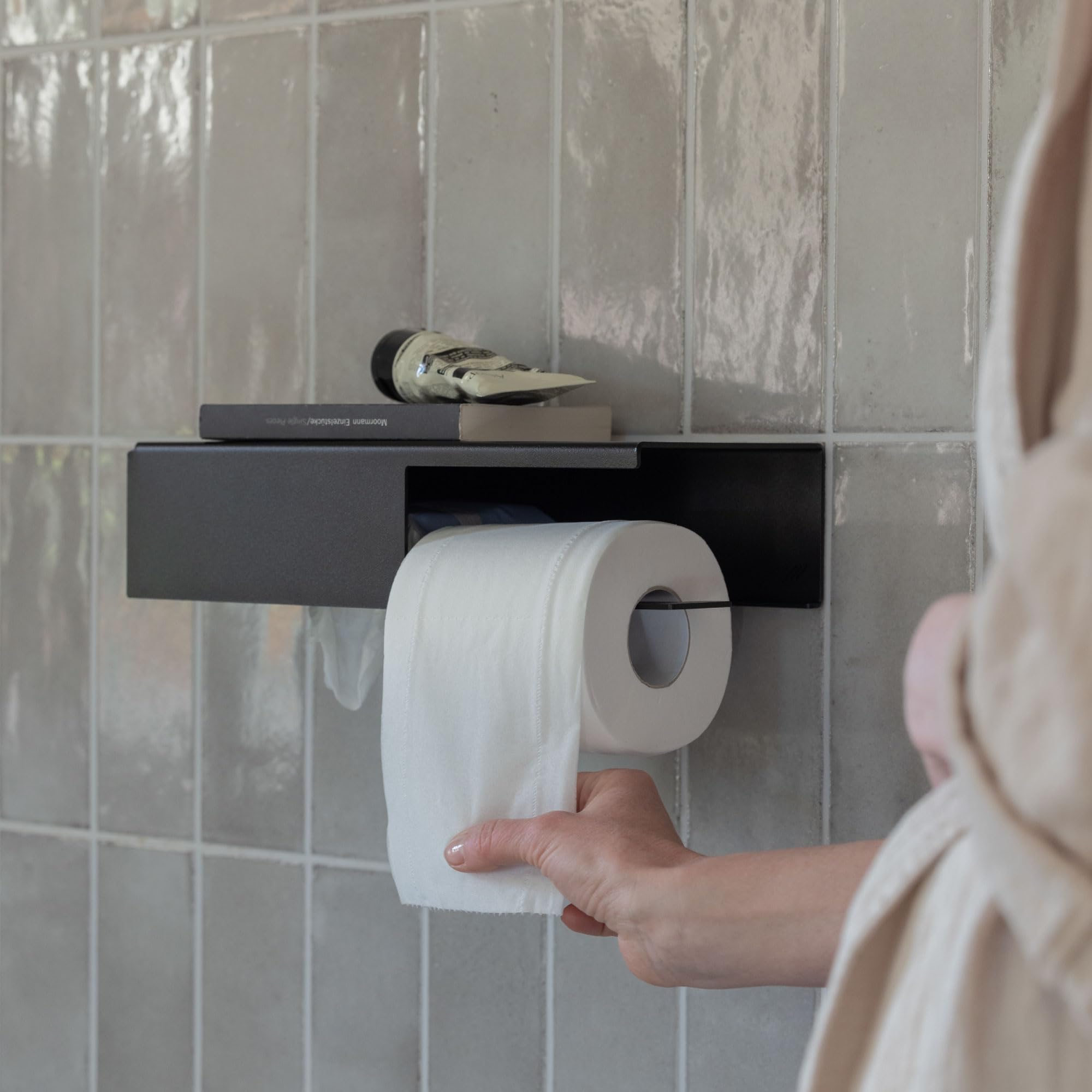 YOUS® Premium Toilettenpapierspender mit Feuchttuch Box Real Big Spender (Verkehrsweiss)