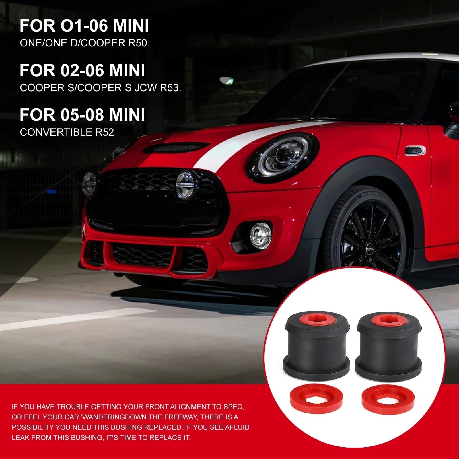 Tuleja 2 szt. Tuleja zawieszenia akcesoria samochodowe pasujące do Mini R50 R52 R53 R55 R56 R57 R58 R59 wahacz przedni samochodu tylna tuleja