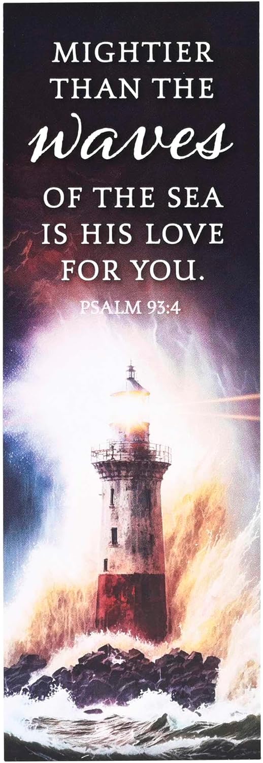 Dicksons Inspirational Bible Verse Bookmark for Books and Novels 2 x 6 Cardstock Mightier Than the Waves Lighthouse - Pack of 12