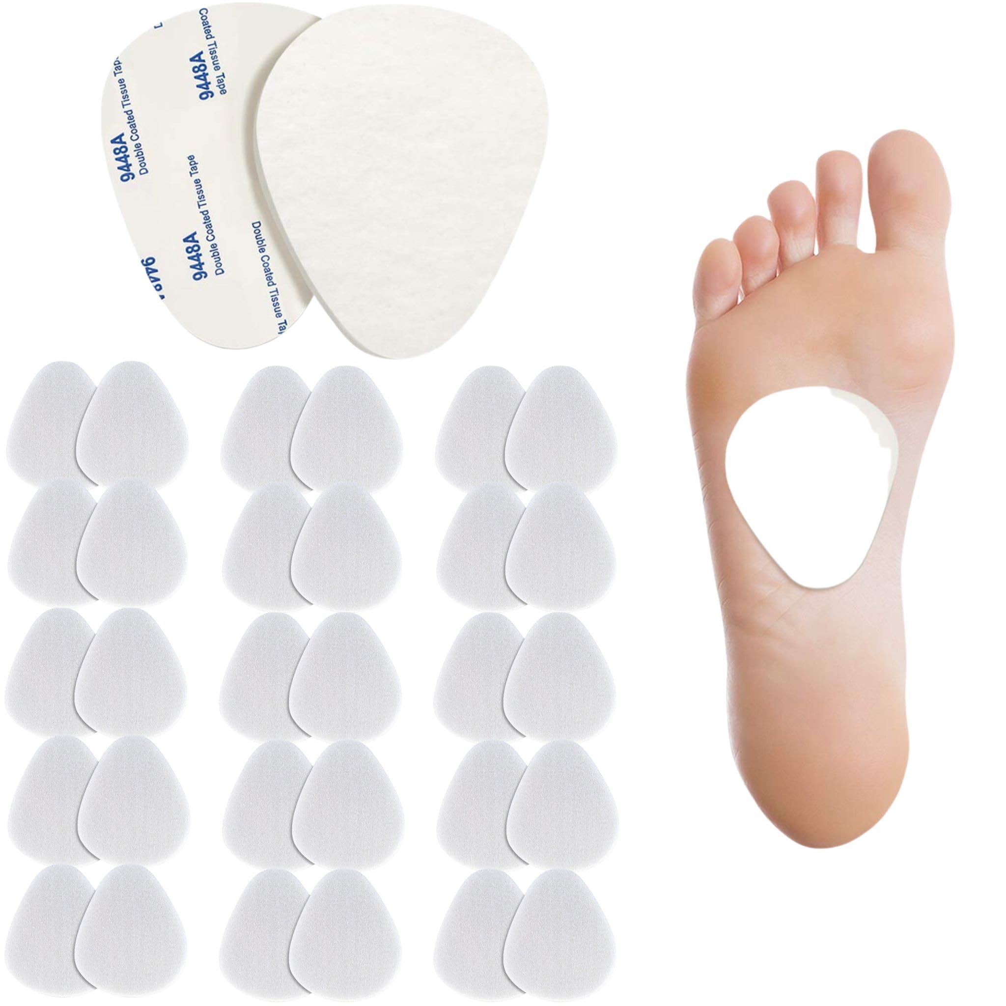 Pack 30 Premium Metatarsal Foot Pads for Women and Men, Foot Pads for Shoes-Metatarsal Pads- metatarsalgia Insoles. Experience Foot Pain Relief with Metatarsal Pads Women and Mens, Relief Callus