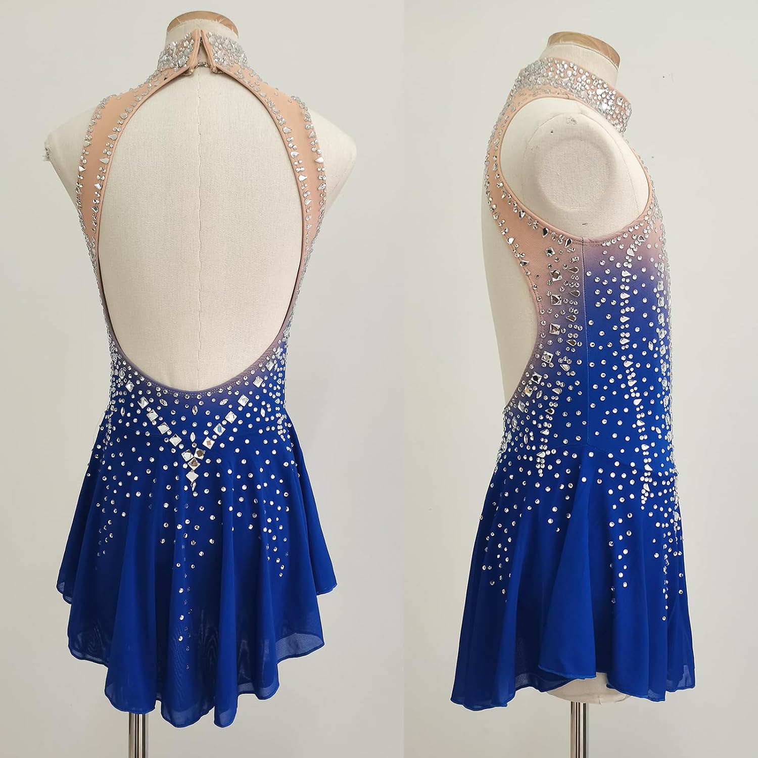 Ice Figure Skating Dress for Girls and Women Sleeveless Polyester Custom Size Performance and Competition Wear