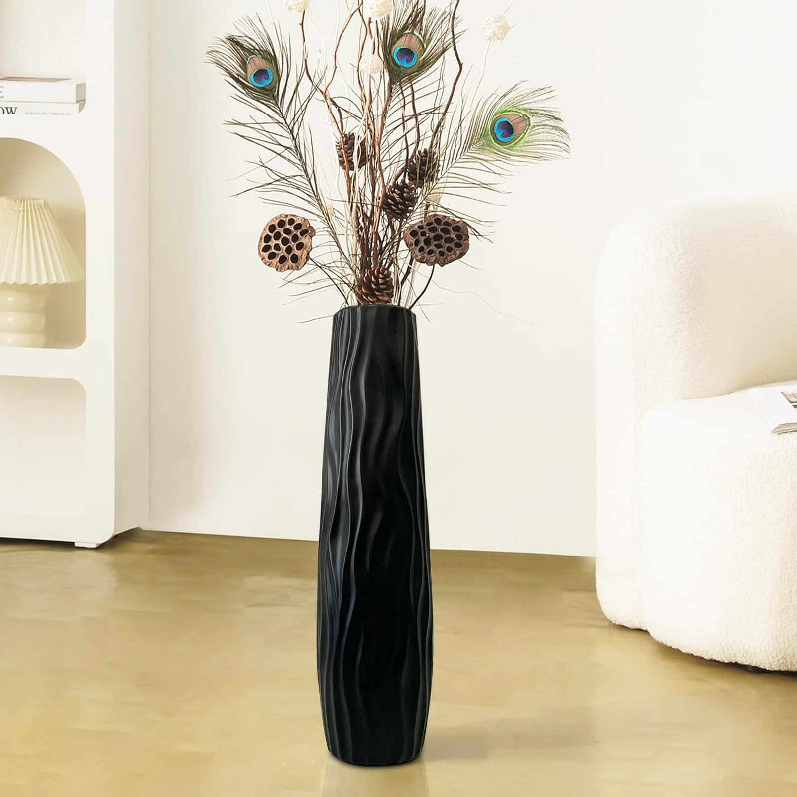 Jarrón Alto Decorativo para Suelo, jarrón de 58 cm, centros de Mesa, decoración Moderna y para Boda, Sala de Estar, Cocina, Lugar de Trabajo, hogar, casa de Campo y Dormitorio