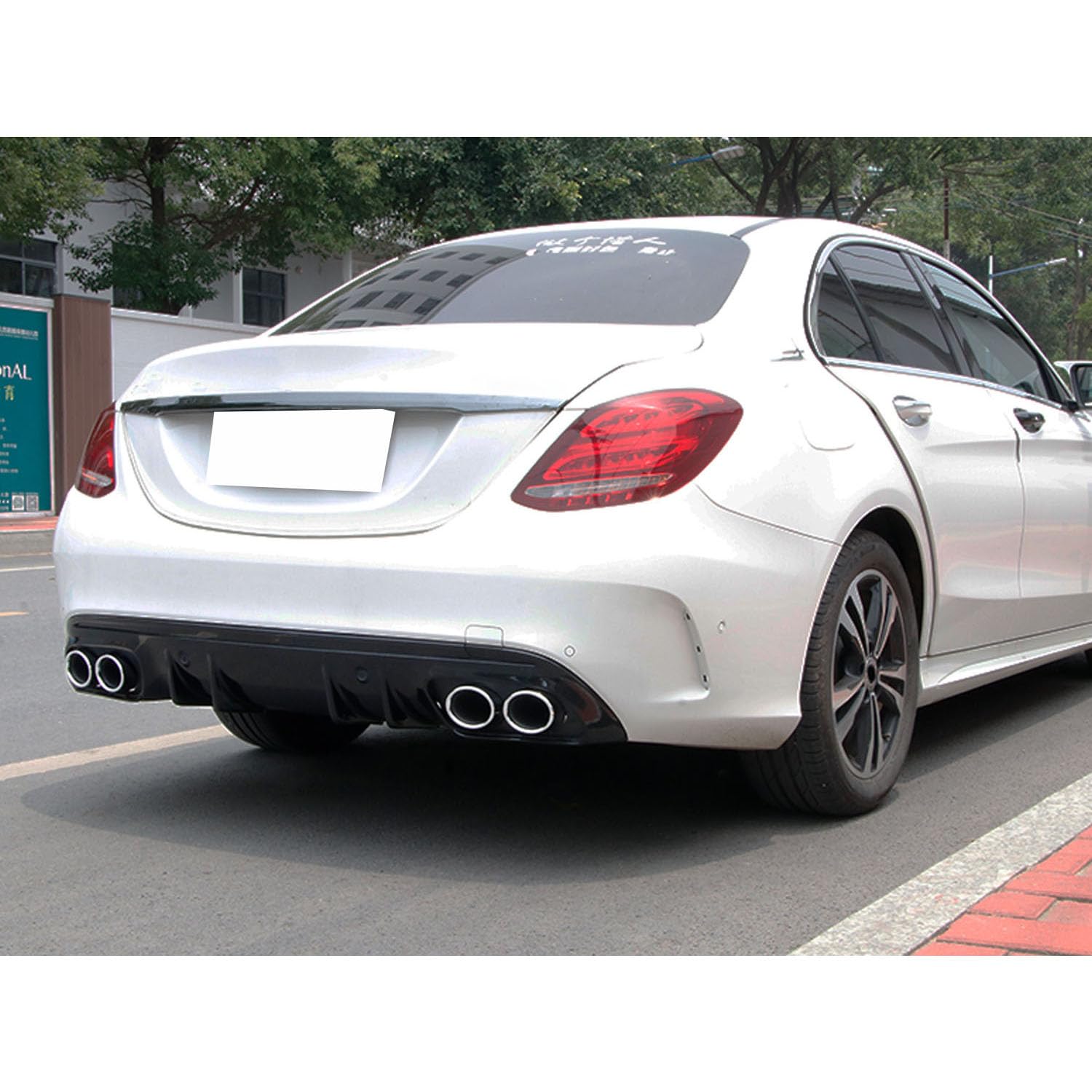 Heckdiffusor Diffusor + Auspuffblenden Chrom für Mercedes Benz C-Klasse W205 S205 AMG Line Limo Kombi C43 AMG ab 2014 2015 2016 2017
