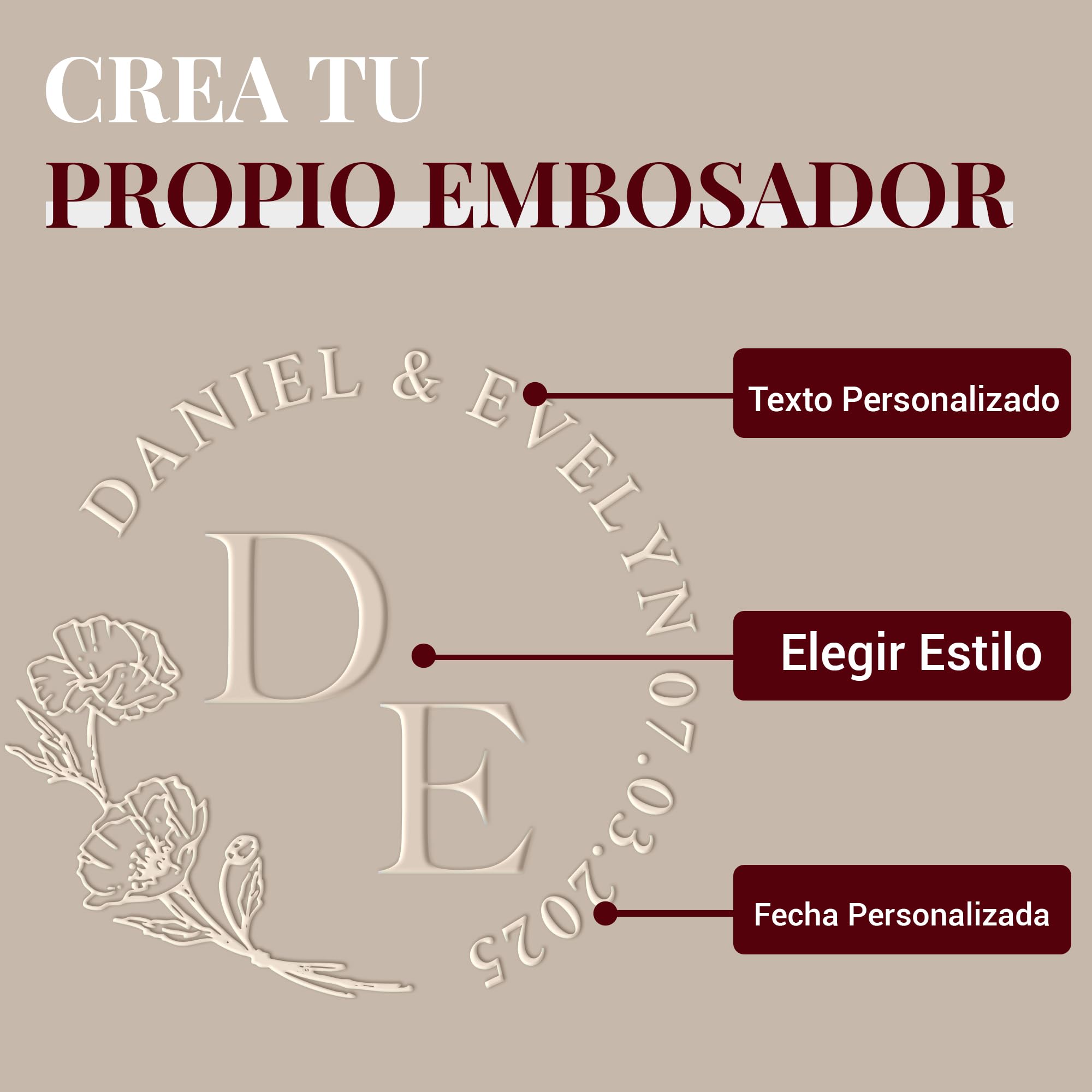 Easycosy Sello Libros Relieve Personalizado, Boda Embosador de Libros Ex Libris Personalizado, Sello en Relieve Personalizado con Nombre, Embosser para Libro