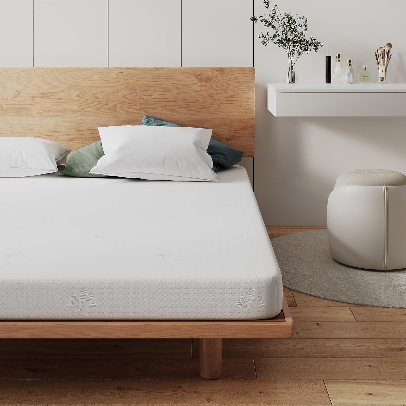 FRIDEKO King Mattresses 4.7 inch Thin Memory Foam Mattress Medium Firm Mattress Skin-friendly Cover, Back Pain Relief 150 x 200 x 12cm