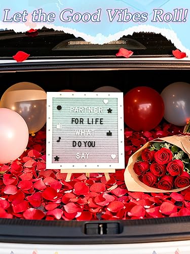 Miniatura 23 de Tablero de letras iluminado con luces LED, tablero de mensajes intercambiable de fieltro de 10 x 10 pulgadas con marco romántico, letras precortadas