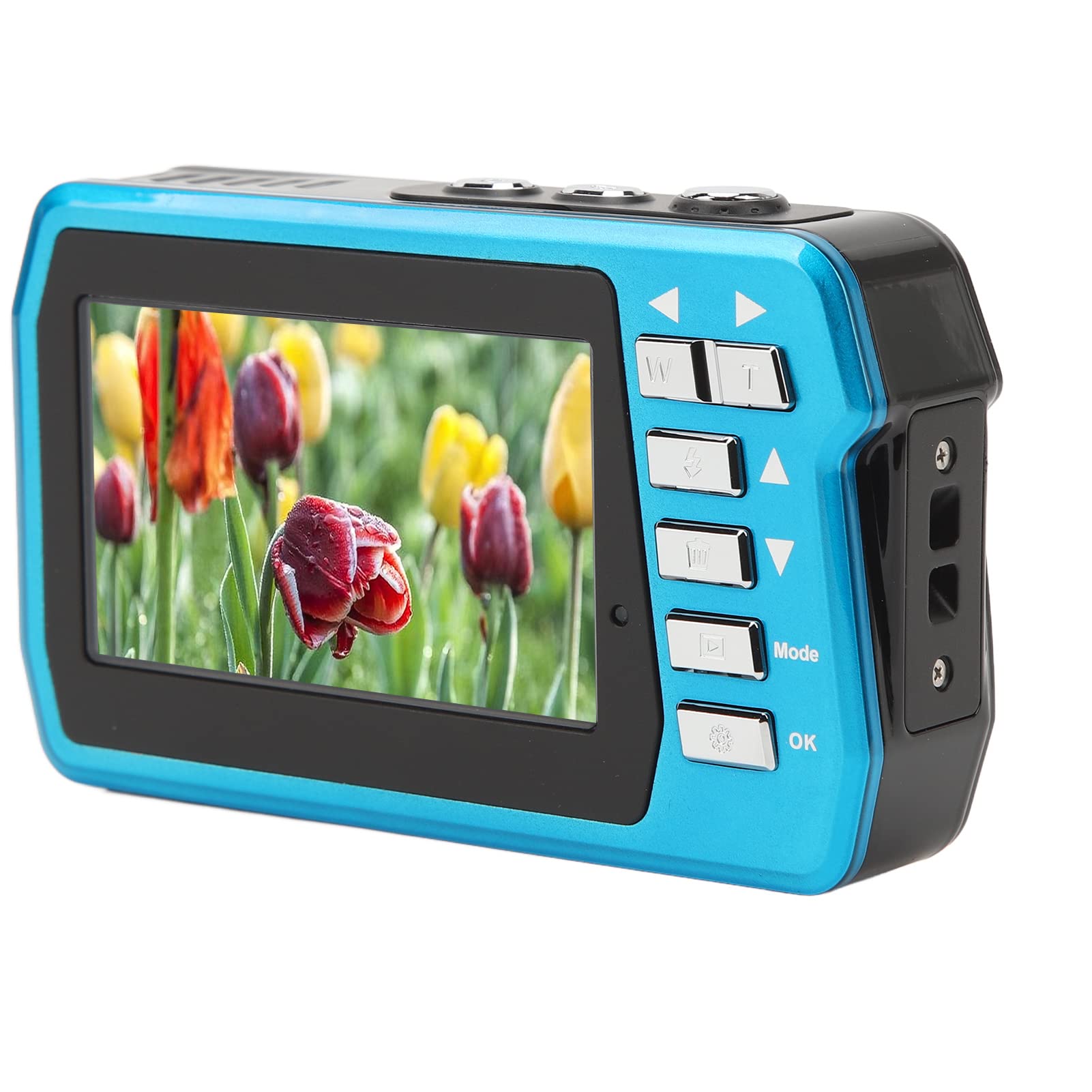Cámara Digital a Prueba de Agua, Cámara Subacuática de 56MP 4K, Cámara de Video de Pantalla Dual IPS de 3 Pulgadas y 2 Pulgadas, Resistente Al Agua hasta 10 Pies