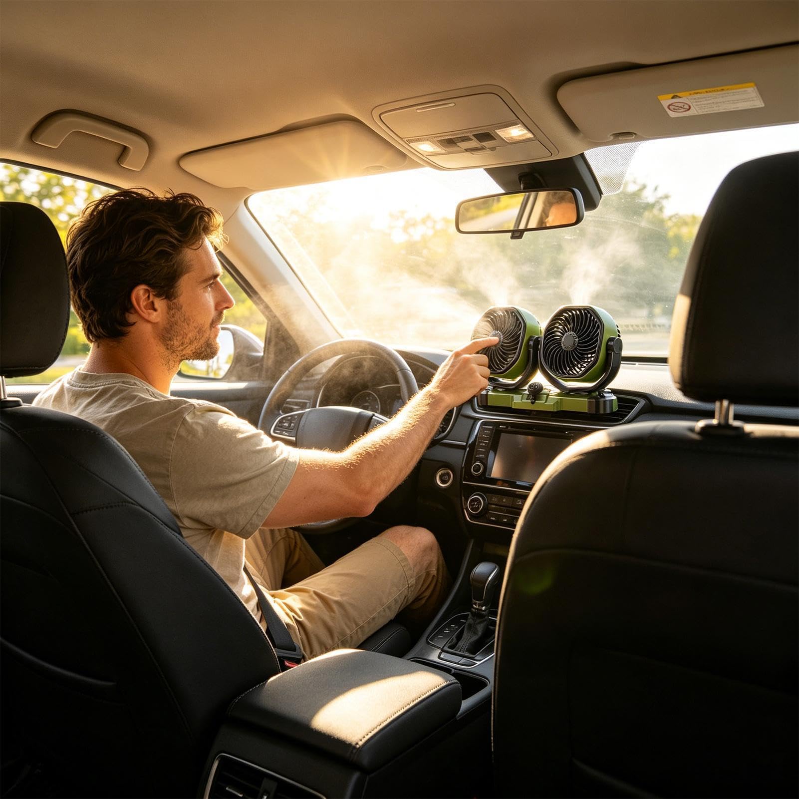Podwójny Wentylator Samochodowy 2 Prędkości Cichy Obrót 360° | Wentylator Z Wtyczką Do Do codziennych dojazdów, podróży, biznesu, pick-up, SUV, ,