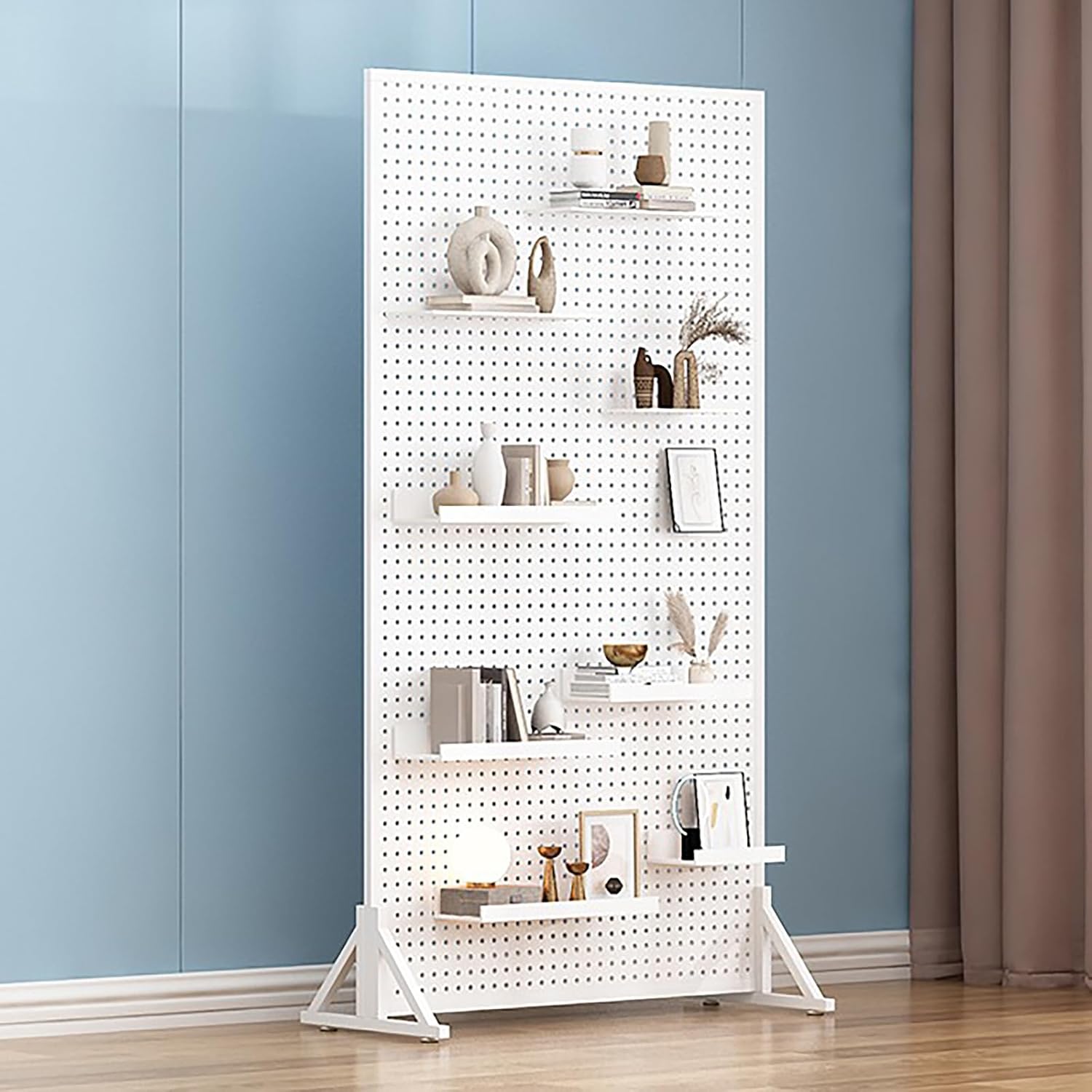 パンチングボード 有孔ボード 穴あきボード 壁面収納 有効ボード ペグボード 床置き スチール 可動式 洞洞板 取り付け簡単 安定し