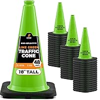 Vista 70 de Xpose Safety Cono de tráfico verde lima de 28 pulgadas, paquete de 4, cono de seguridad de PVC de alta calidad para estacionamiento, precaución