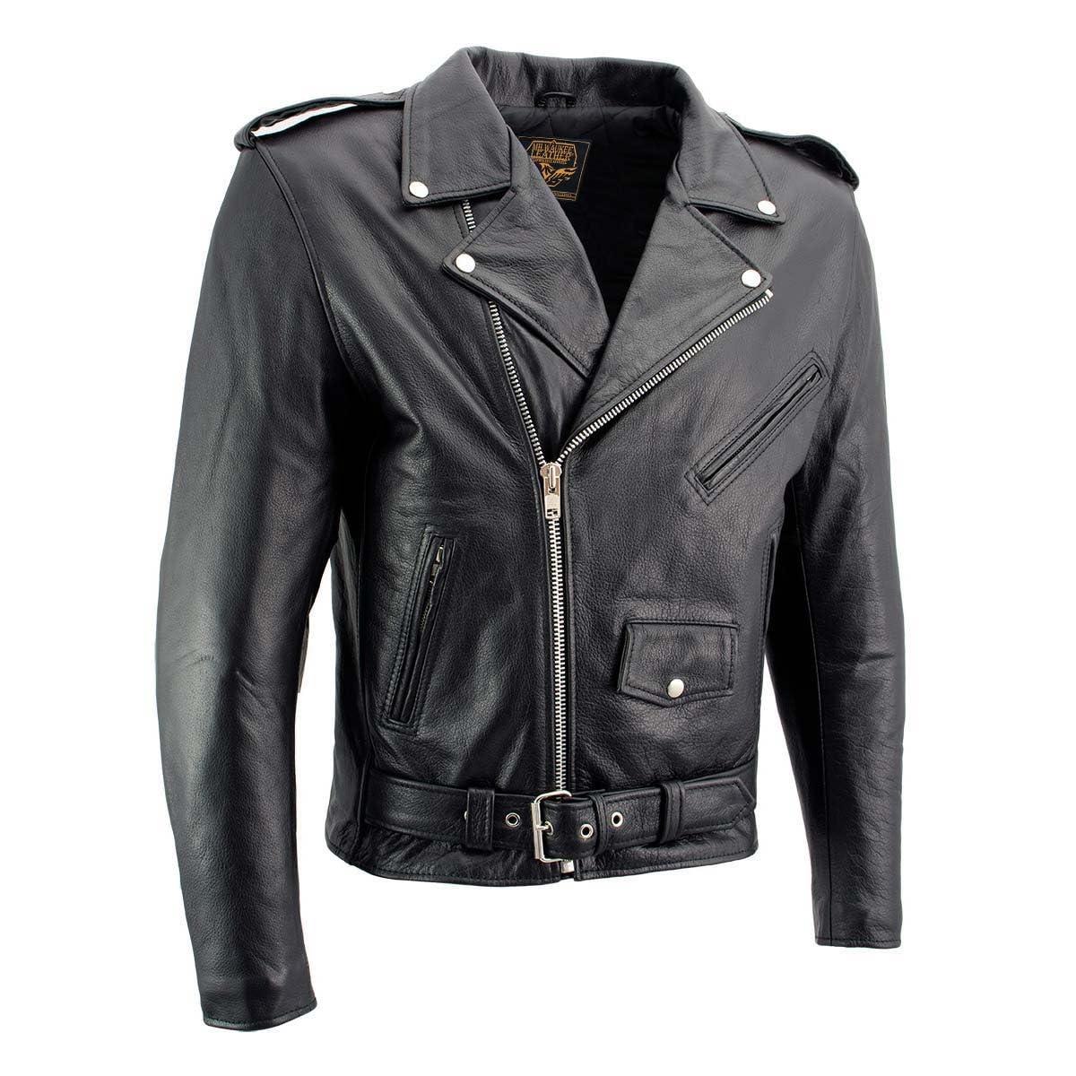 Men's Leather Motorcycle Jacket with CE Armor - Classic Biker Riding Jacket