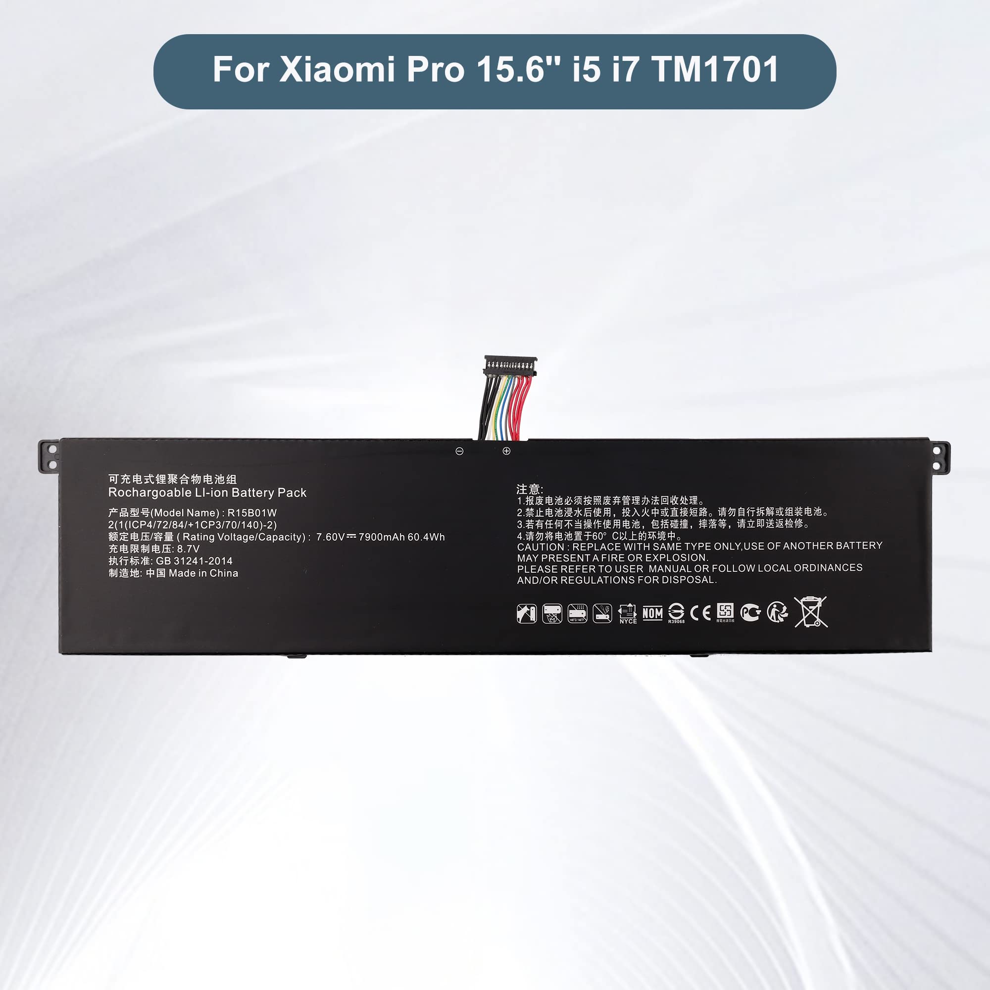 Zapasowy akumulator R15B01W kompatybilny z Xiaomi Pro 15.6'' i5 i7 TM1701 171501-AQ/AL/AF Ruby