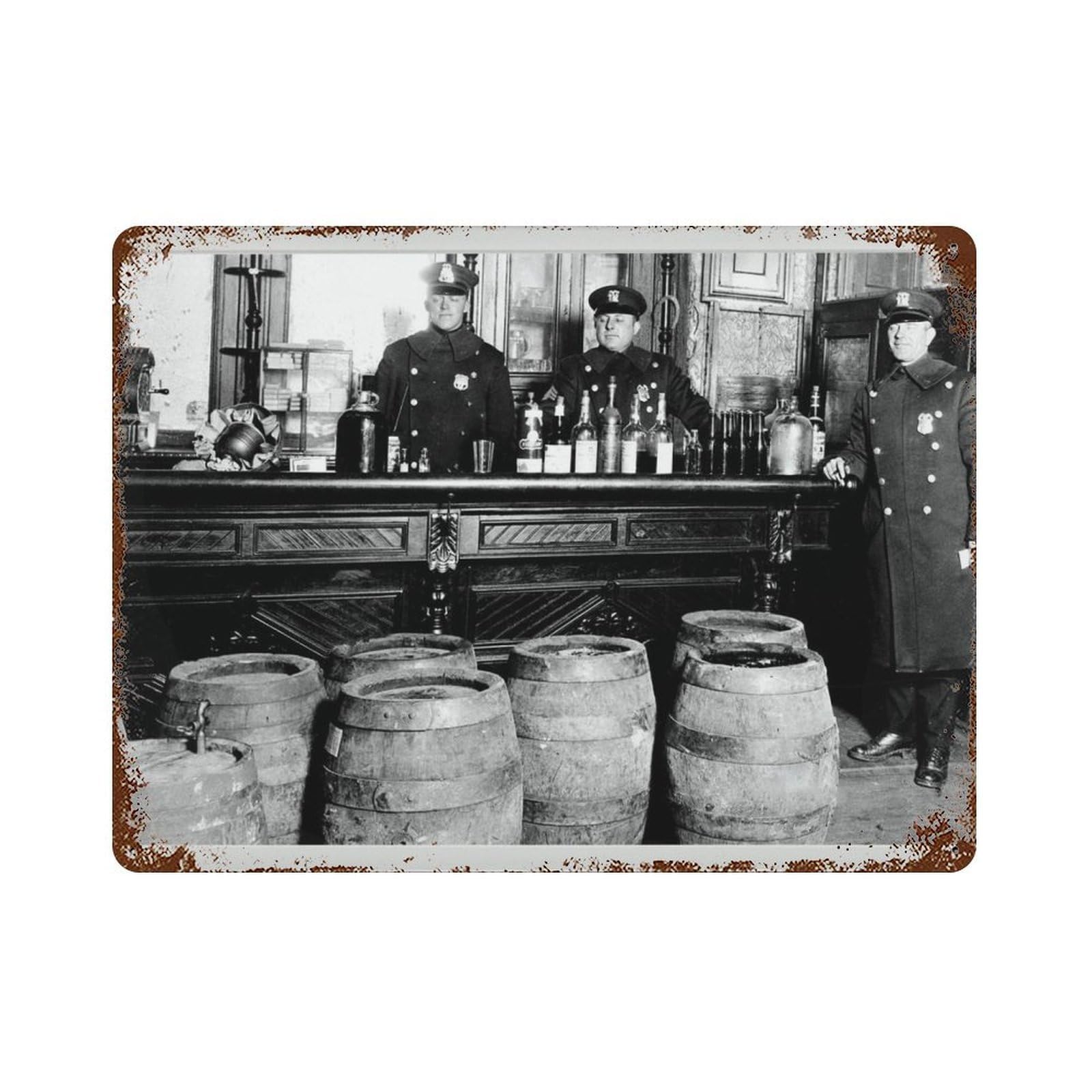 xiaoxiaoshen Prohibition Era Bar Photography Vintage Black And White Poster Wall Decor Art Metal Tin Poster Modern Home Decor Art Home Bar Shop Decorations Vintage Sign 30x40cm
