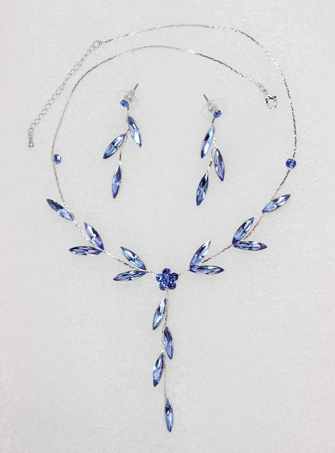 Faship Gorgeous Rhinestone Crystal Floral Necklace Earrings Set