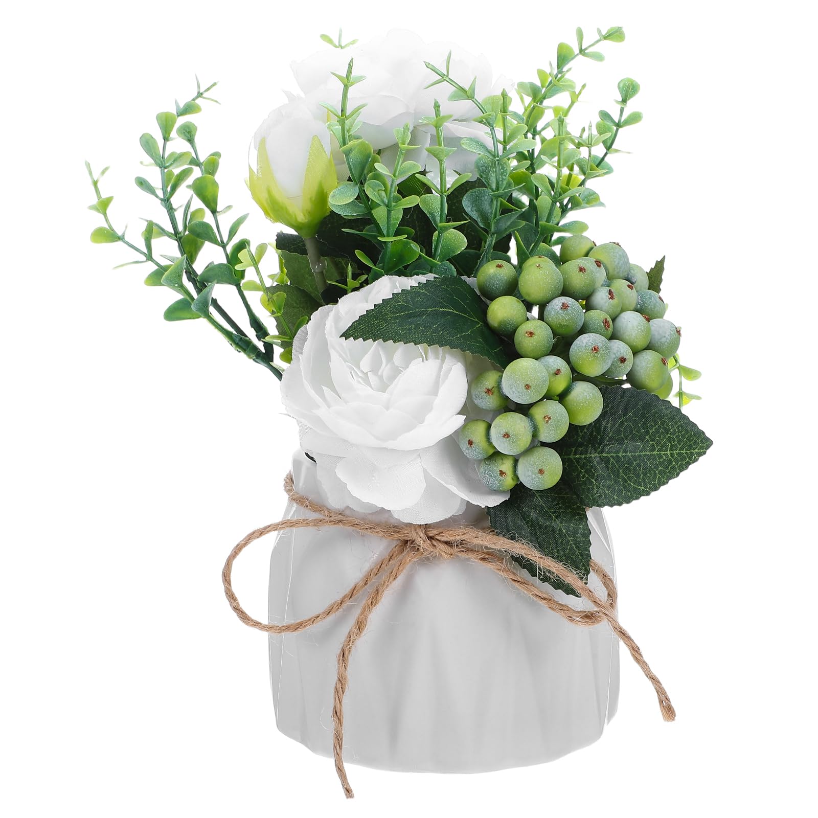 Plante artificielle en pot de fleur en céramique artisanale et soie